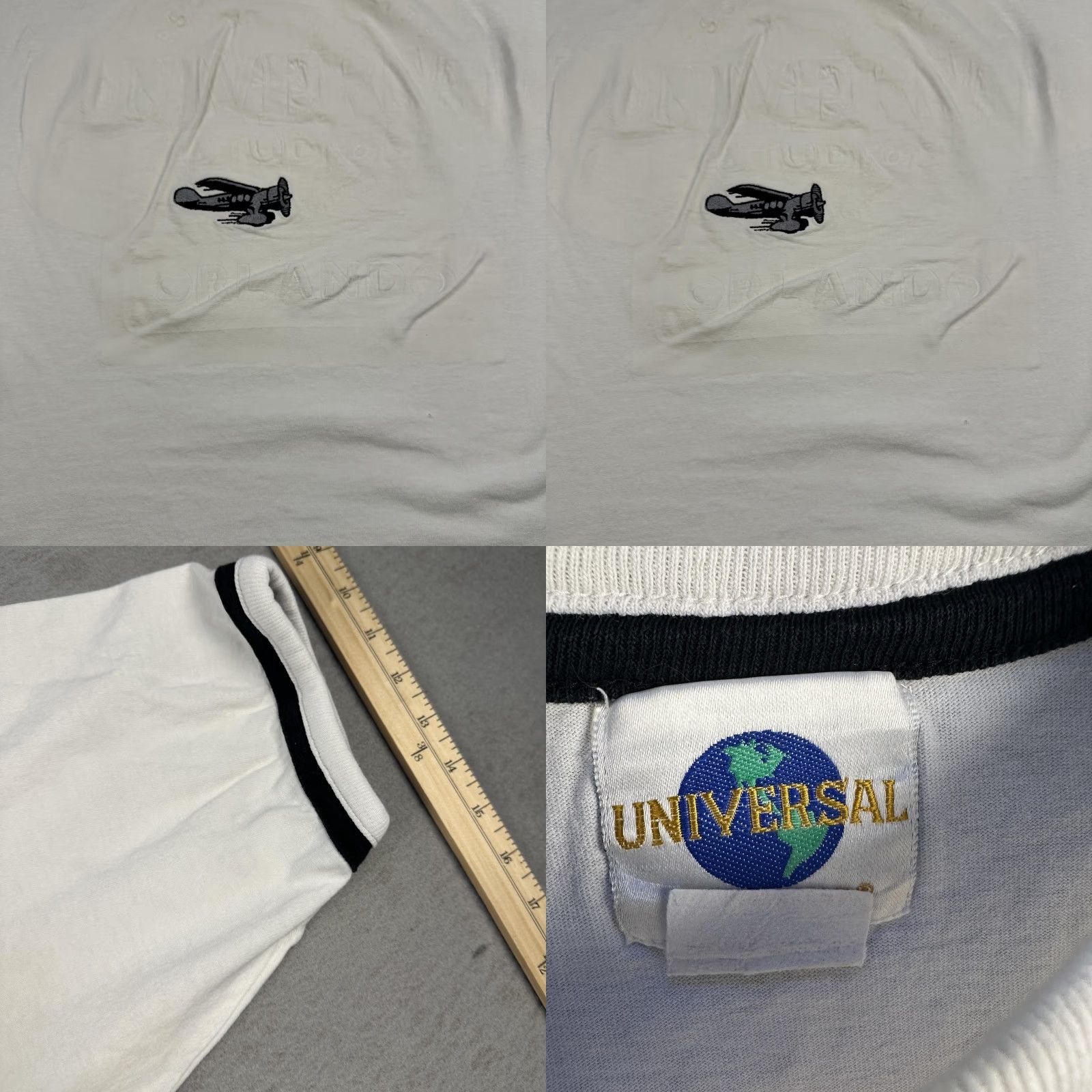 Vintage VINTAGE Universal Studios Shirt Mens Large White Ringer Orlando Plane 90s Size US L / EU 52-54 / 3 - 8 Thumbnail