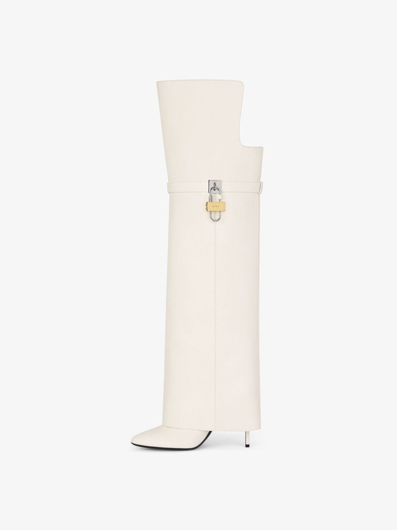 Givenchy o1w1db10326 Shark Lock Stiletto OTK Boots in Ivory Size US 8.5 / IT 38.5 - 4 Thumbnail
