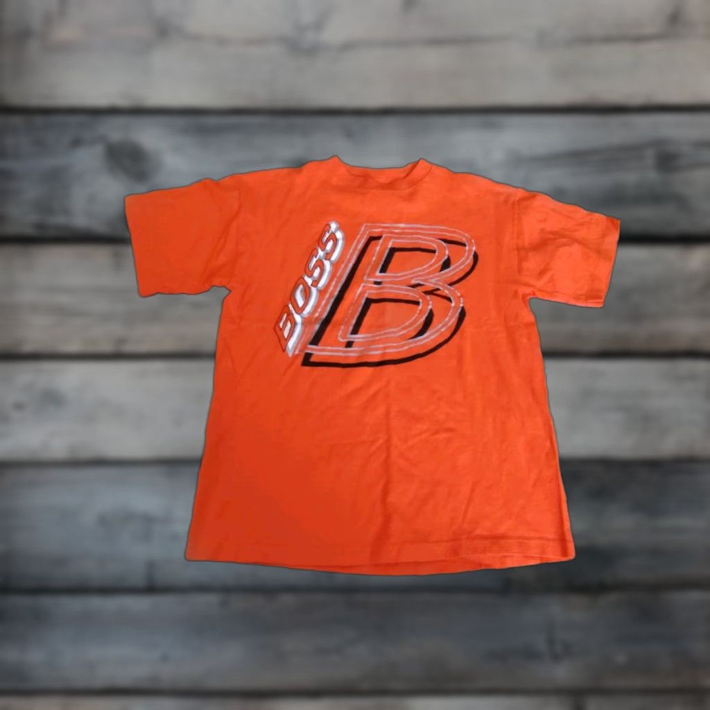 Vintage VINTAGE Boss T-Shirt Men 90s Short Sleeve Cotton Orange Graphic Print Shadow Box XL Made in USA Size US XL / EU 56 / 4 - 1 Thumbnail