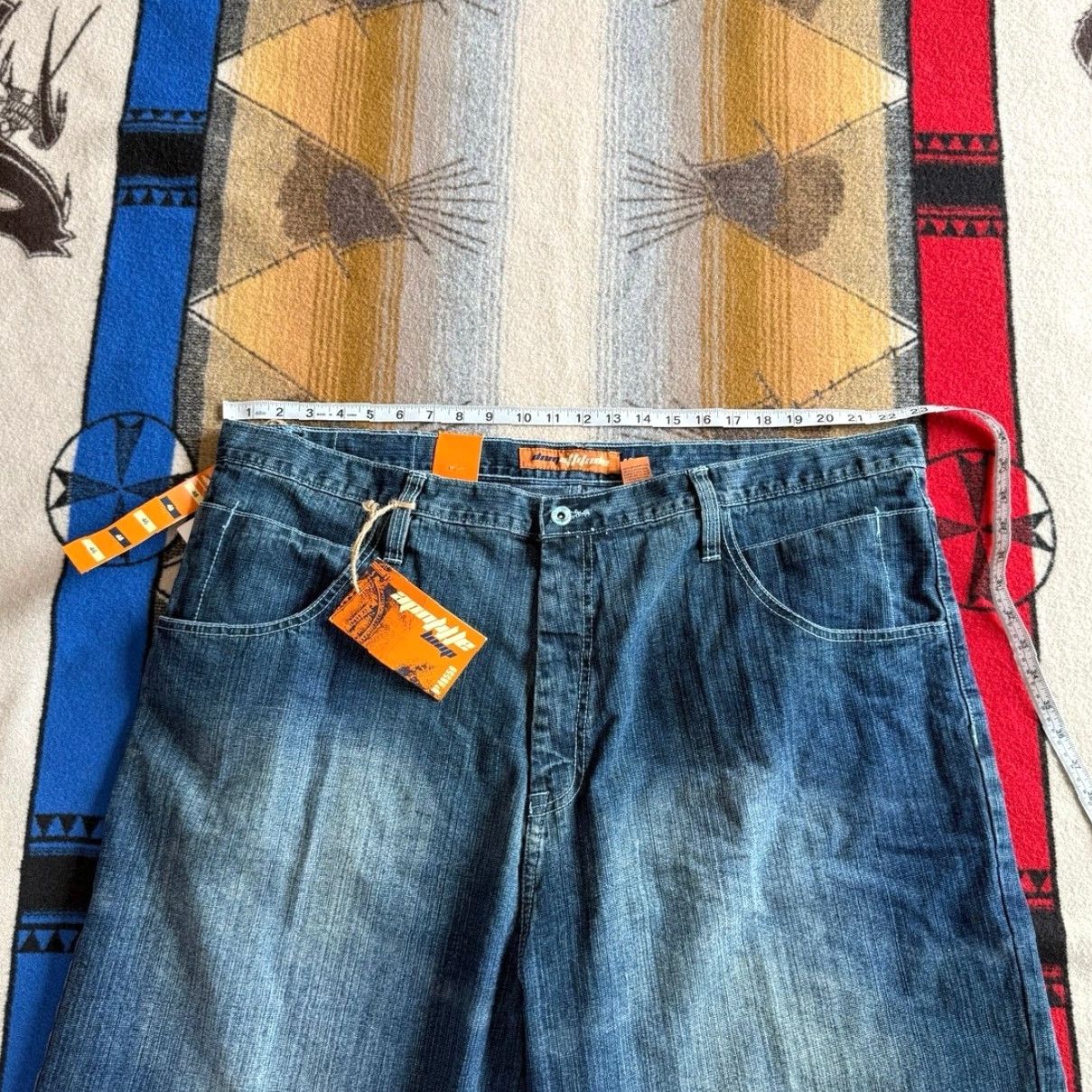 Denime VINTAGE DNM Attitude Baggy Wide Leg Denim Jean Shorts Men 46 15” Inseam Blue WideLeg Grunge Y2K HipHop Casual Travel Summer Spring Fall Size US 30 / EU 46 - 7 Thumbnail