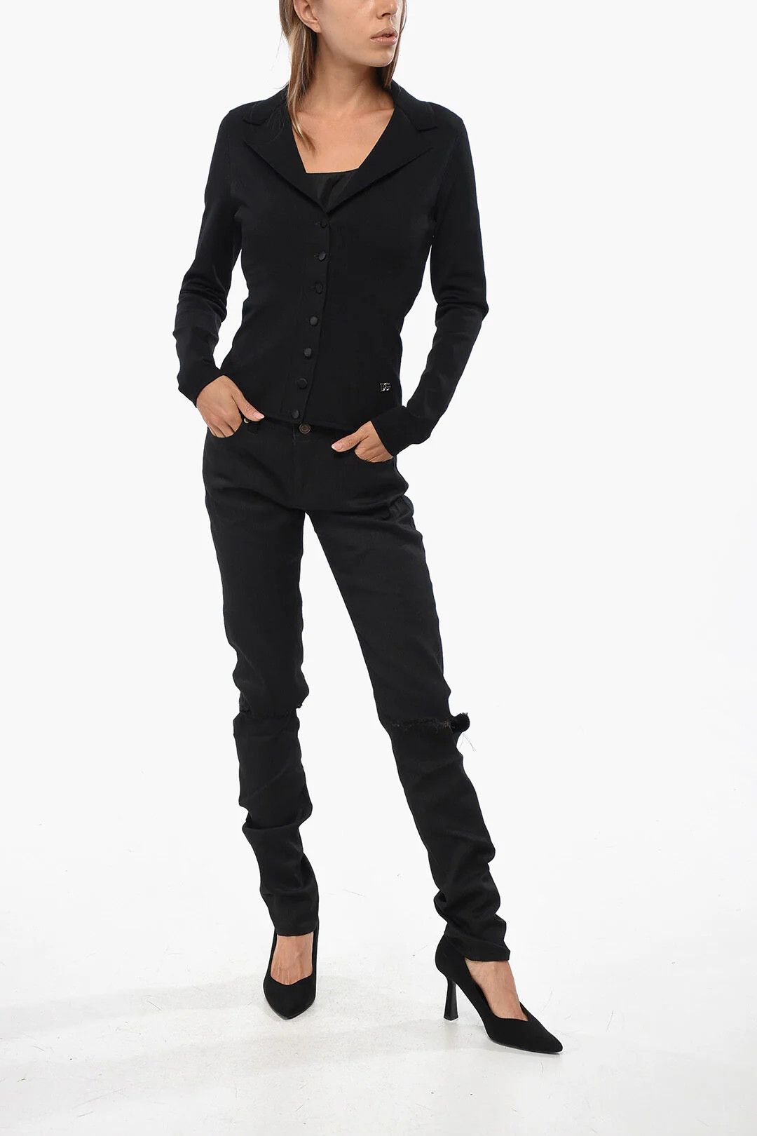 Dolce & Gabbana og1mm0426 Solid-Color Cardigan in Black Size S / US 4 / IT 40 - 4 Thumbnail