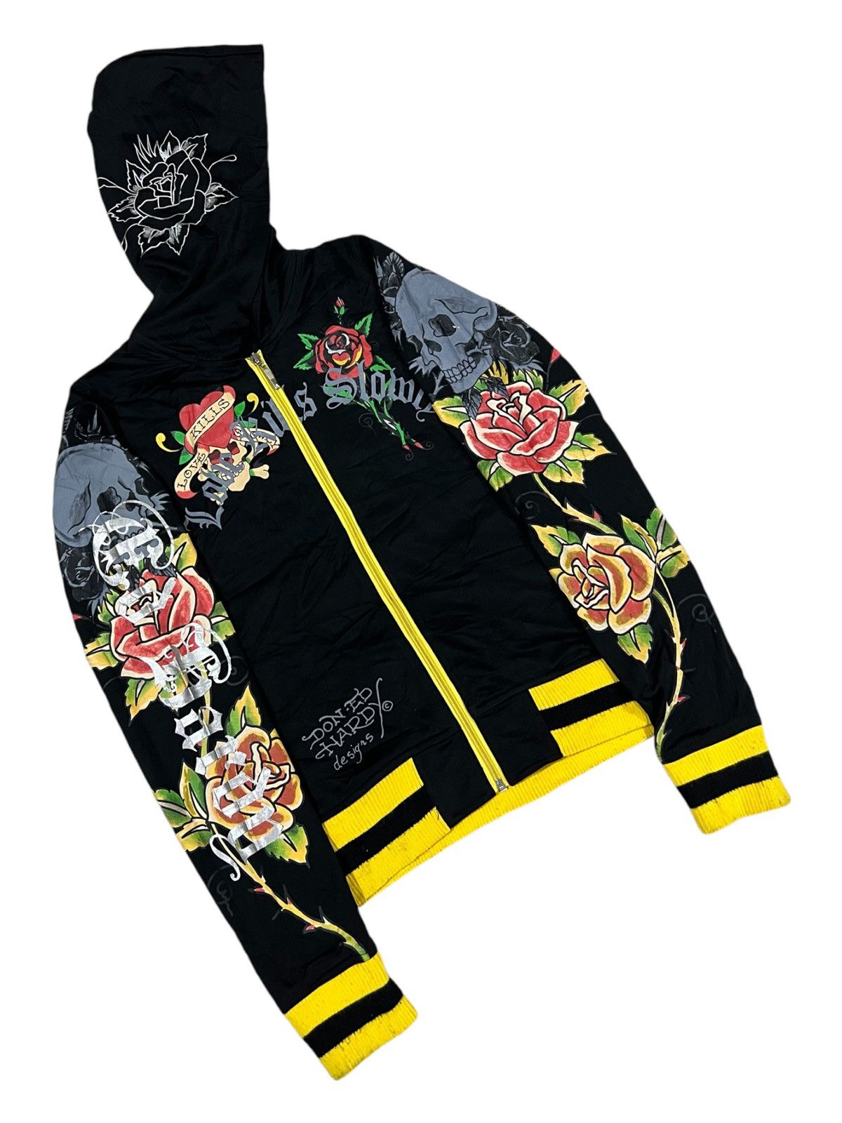 Ed Hardy Y2K Ed Hardy Skulls & Roses Zipper Boxy Jacket Sweater Goth Size S / US 4 / IT 40 - 4 Thumbnail