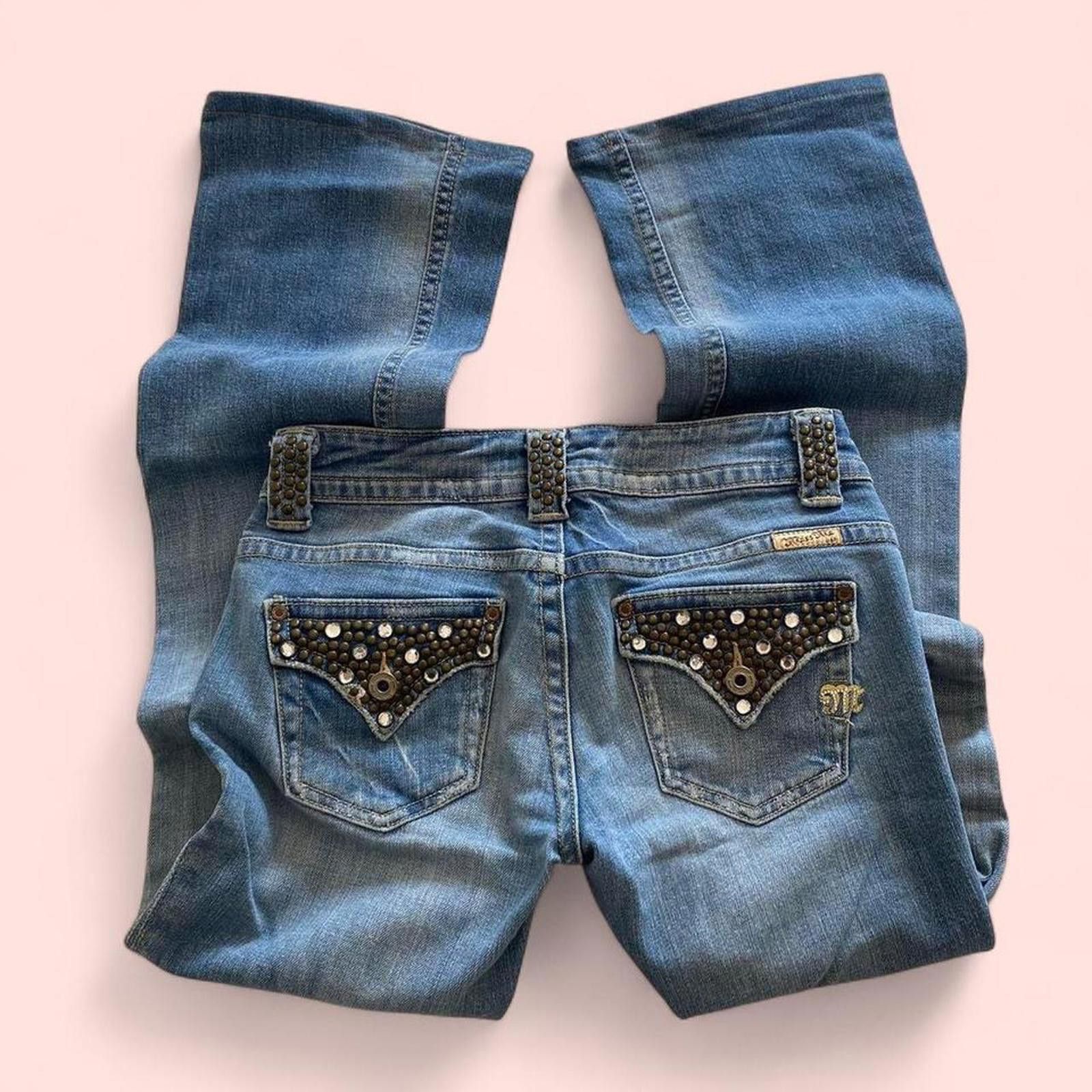 Designer Vintage styled Low-rise flare jeans Size 26" / US 2 / IT 38 - 4 Thumbnail