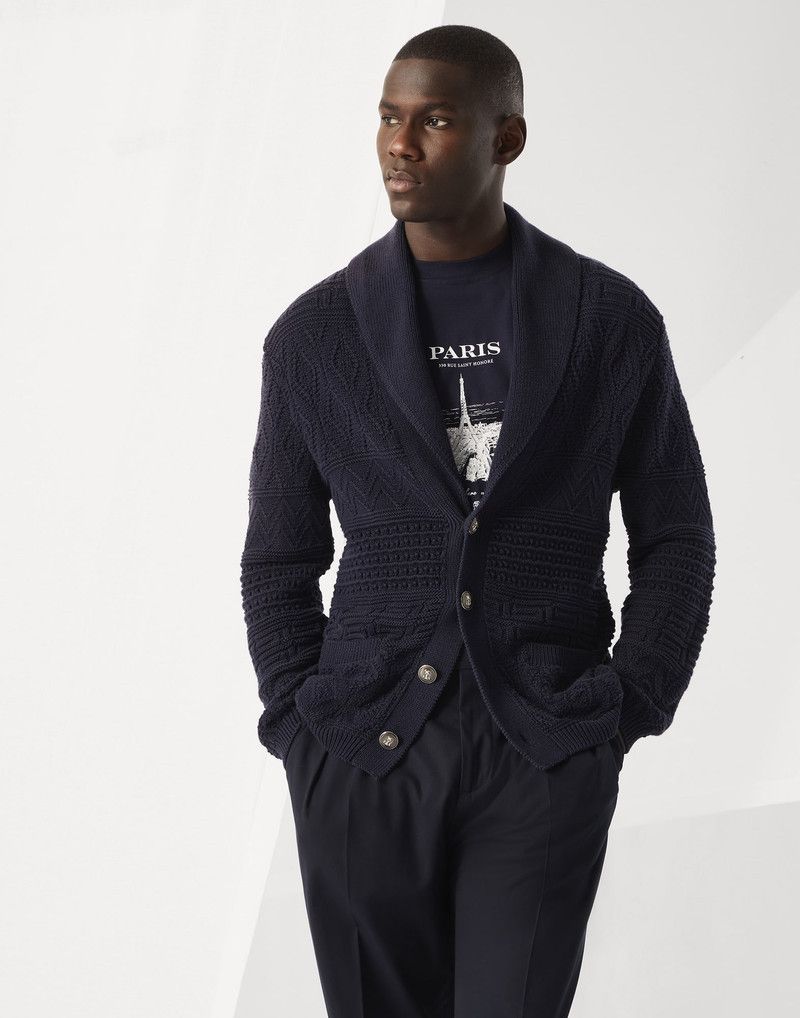 Brunello Cucinelli o1w1db10326 Cardigan in Navy Blue Size US M / EU 48-50 / 2 - 1 Thumbnail