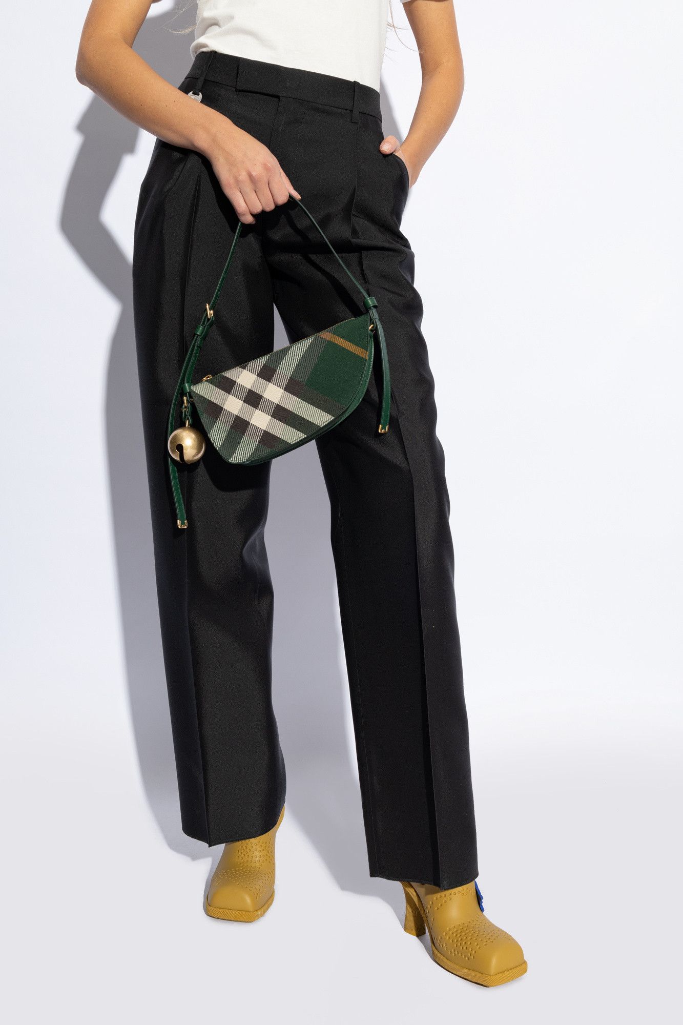 Burberry BURBERRY Shield green check canvas leather shoulder bag Size ONE SIZE - 2 Thumbnail