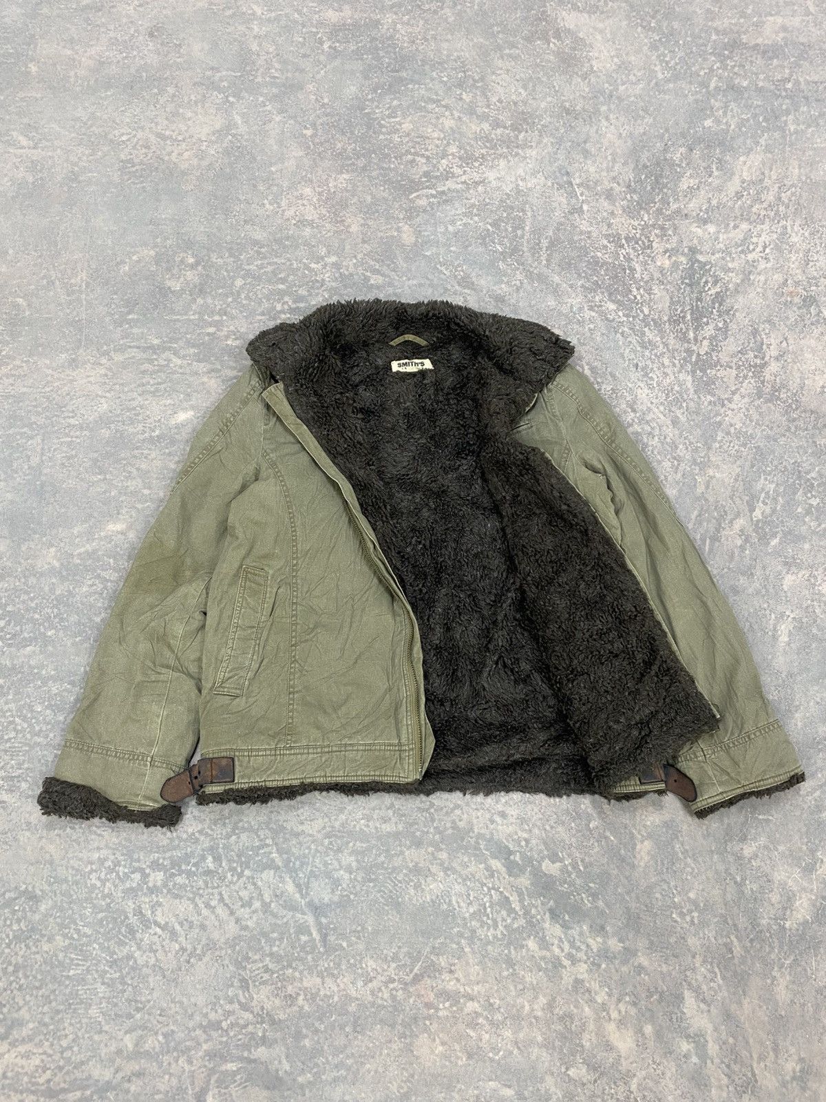 Vintage SMITH’S DETROIT FLEECE LEATHER STRAP JACKET ZIPPER WINTER Size US M / EU 48-50 / 2 - 12 Thumbnail