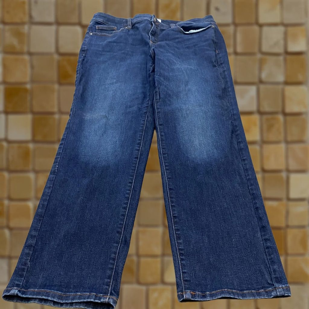 Vintage Lane Bryant Signature Fit Jeans Womens 18 Blue Med Wash Mid Rise Denim Straight 5-Pocket Plus Size Womens Boys Girls Mens Size 40" / US 18 - 1 Thumbnail
