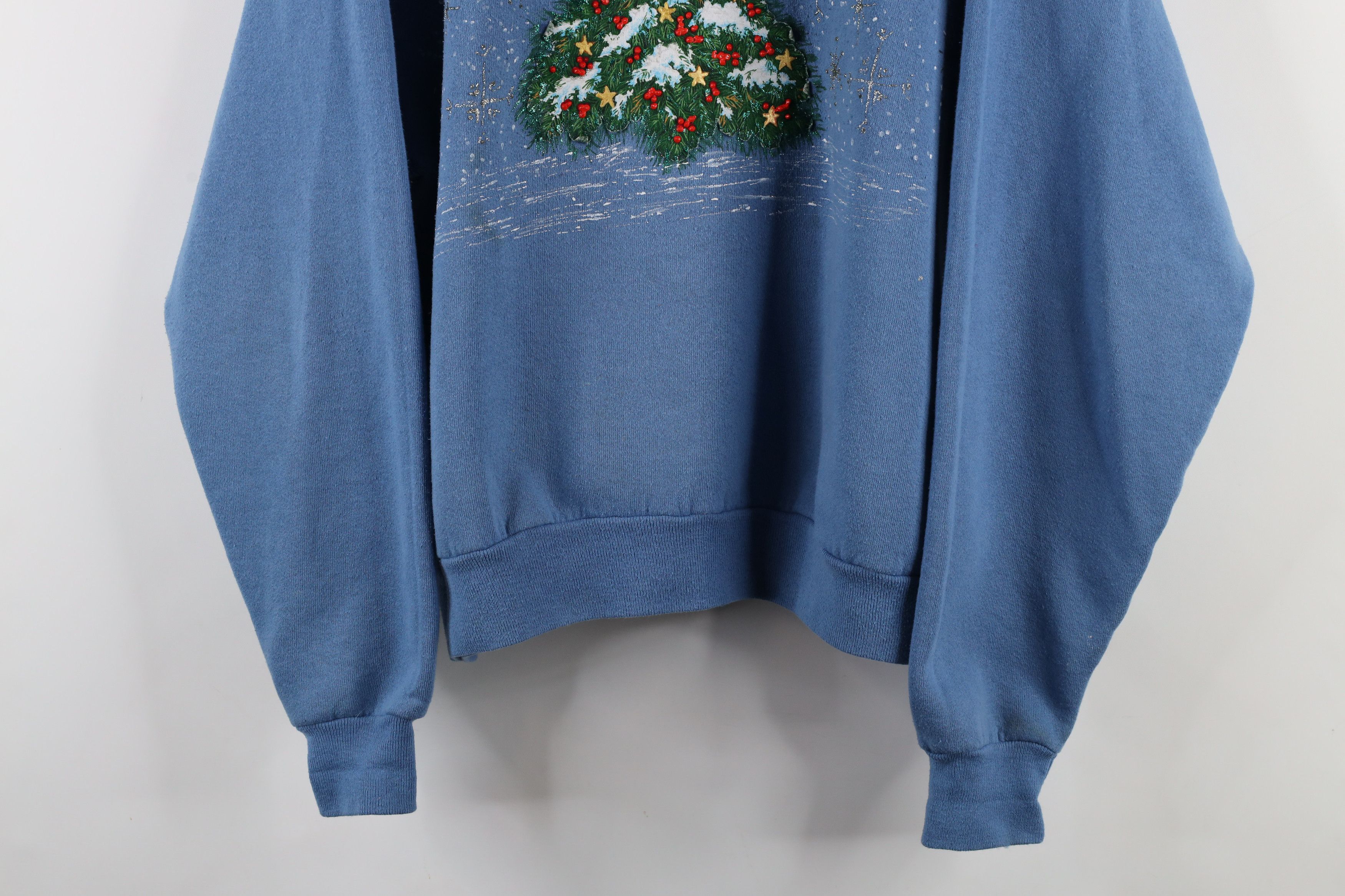 Vintage Vintage 90s Christmas Tree Glitter Puff Paint Sweatshirt Size XL / US 12-14 / IT 48-50 - 3 Thumbnail