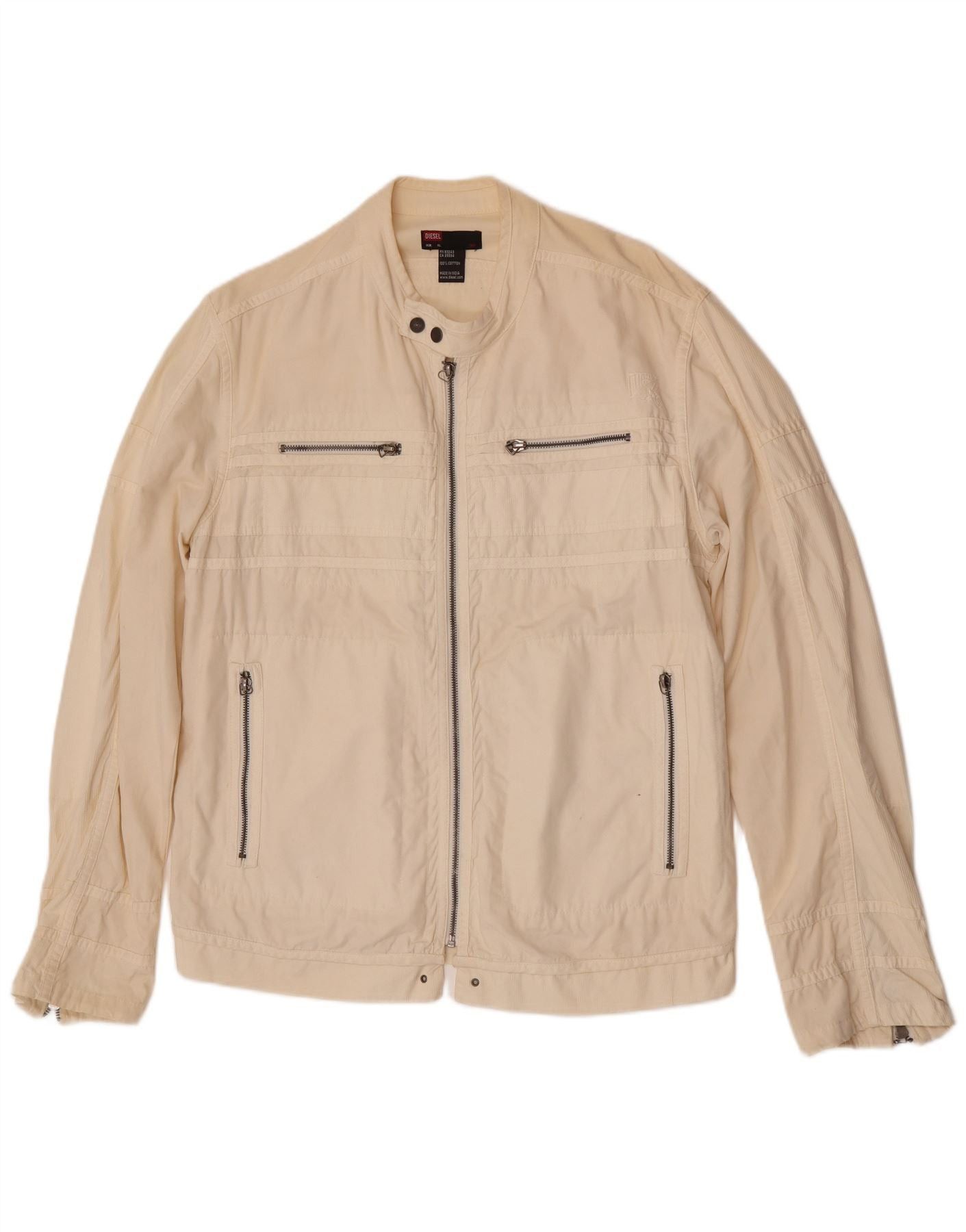 Diesel Womens Bomber Jacket UK 18 XL Off White Cotton Size L / US 10 / IT 46 - 1 Thumbnail
