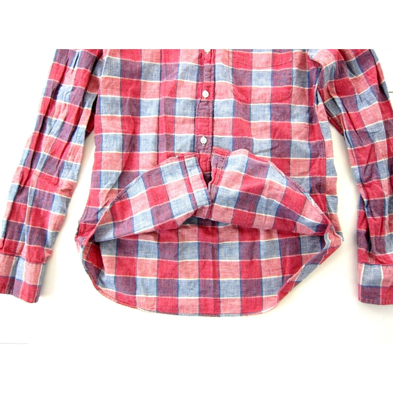 J.Crew J.Crew Homespun Button-Up 100% Cotton Plaid Slim Long Sleeve Shirt Medium Mens Red Blue Size US M / EU 48-50 / 2 - 6 Thumbnail