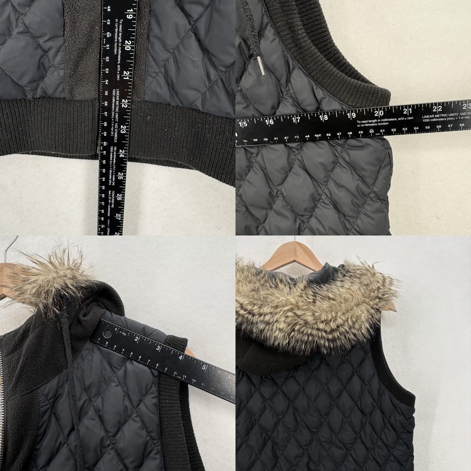 Eddie Bauer Eddie Bauer Vest Womens Large Black Goose Down Puffer Quilted Hood Fur Trim Zipper Size L / US 10 / IT 46 - 8 Thumbnail