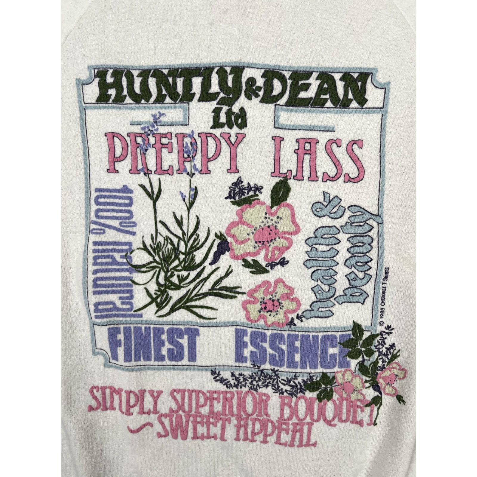 Vintage VINTAGE Huntly & Dean Sweatshirt Womens Large White Floral Preppy Lass 80s Size L / US 10 / IT 46 - 2 Thumbnail