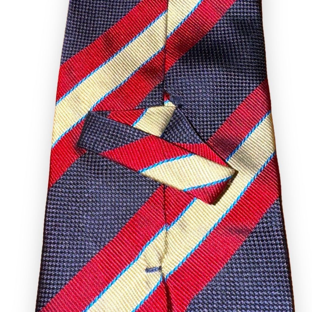 Burberry Burberry London Navy & Red Rep Stripe Handmade Silk Tie Size ONE SIZE - 3 Thumbnail