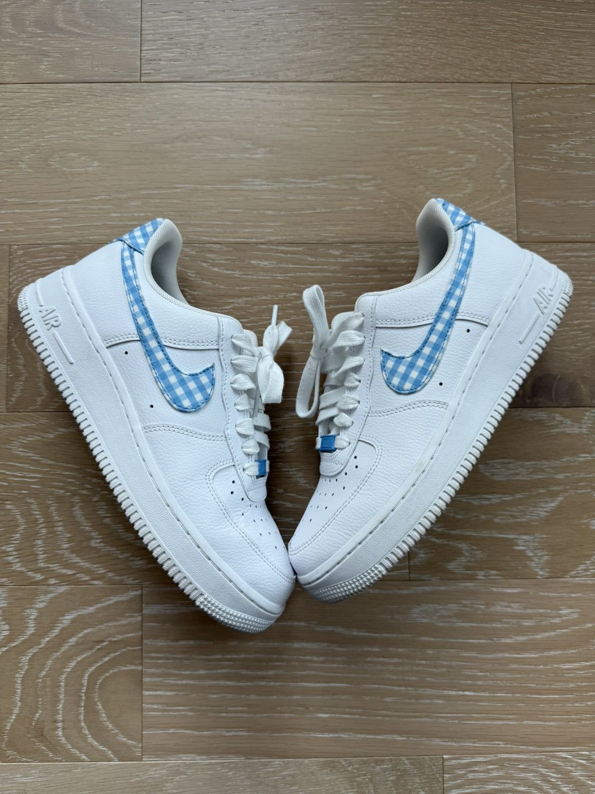 Nike Rare Nike Air Force 1 Low 07 Essential Blue White Gingham Size US 8.5 / IT 38.5 - 1 Thumbnail