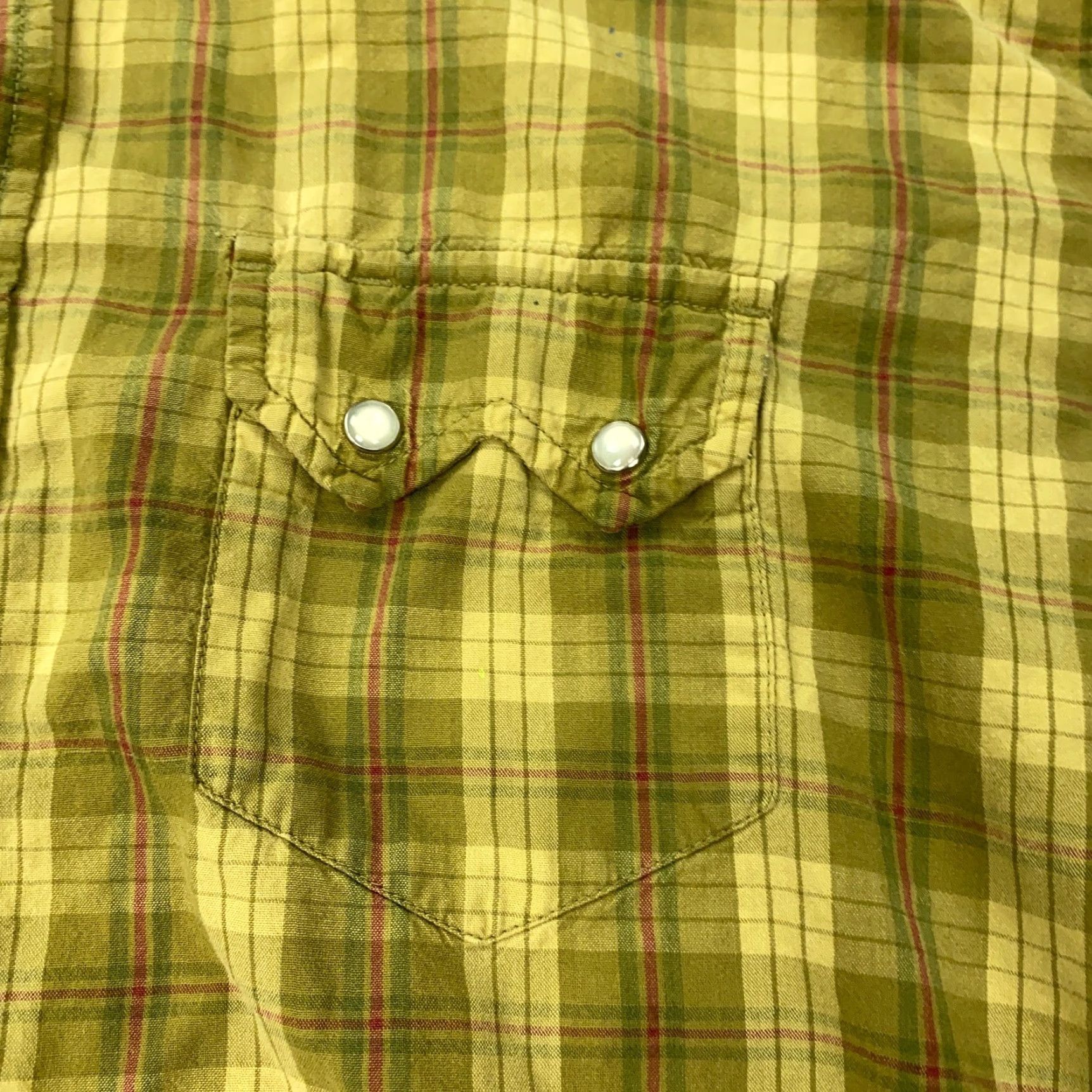 Gap VINTAGE Gap Men’s Short Sleeve Shirt Large Yellow Plaid Western Cowboy Cotton 90s Size US L / EU 52-54 / 3 - 2 Thumbnail