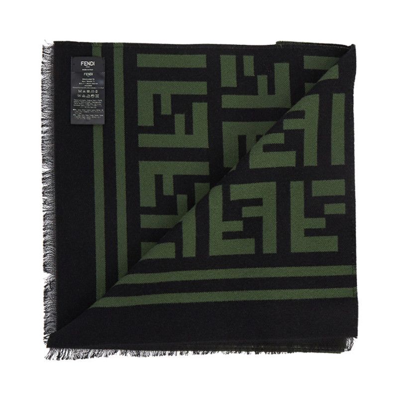 Fendi o1s1wg110426 Size:OS/ Scarf in Dark Green/Black Size ONE SIZE - 4 Thumbnail
