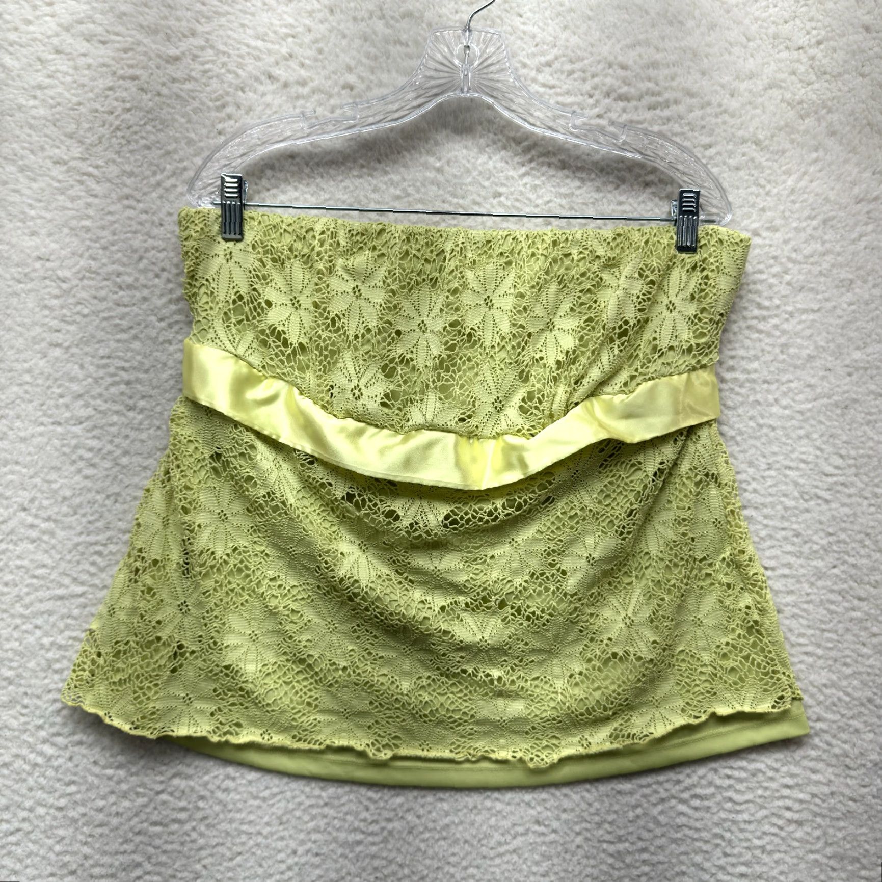 Vintage VINTAGE 90s Y2K Strapless Tube Top Green Coquette Boho Fairy Whimsigoth M.K.M Designs Shirt 1X XL Womens Grunge Lace Size XL / US 12-14 / IT 48-50 - 2 Thumbnail