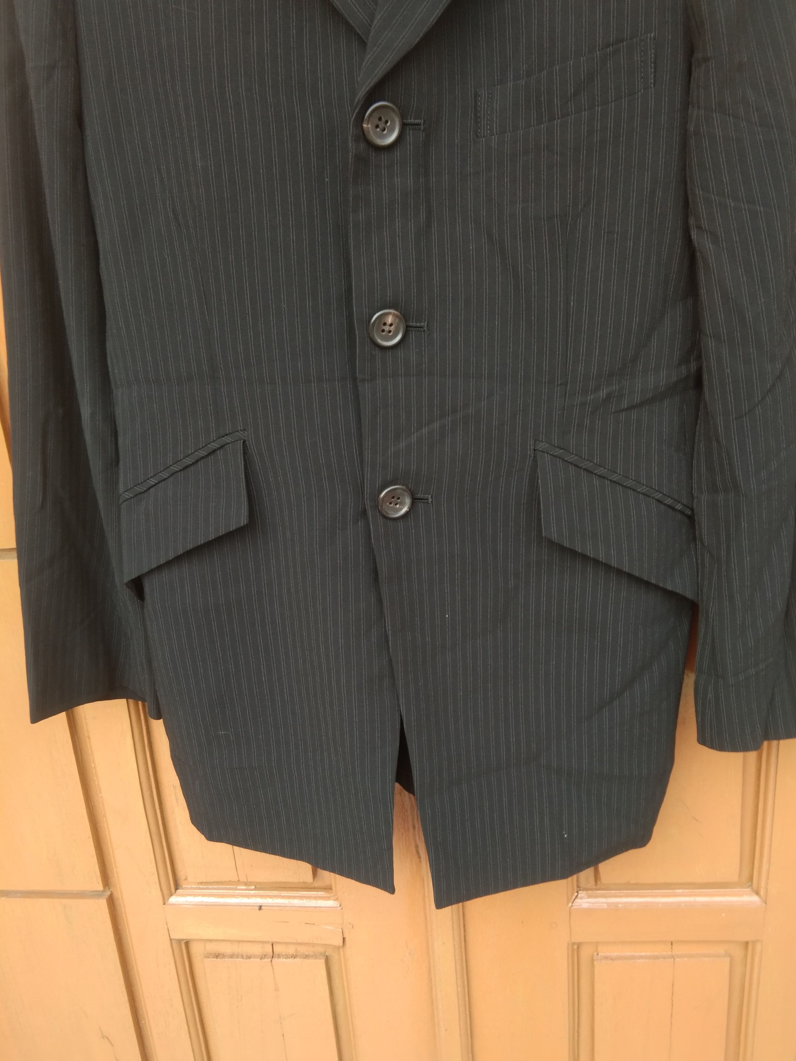 Yohji Yamamoto Workshop by yohjj yamamoto black stripe blazer jacket Size L / US 10 / IT 46 - 3 Thumbnail