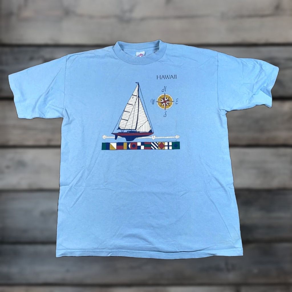 Vintage VINTAGE Hawaii Sailboat Graphic T-Shirt Adult XL Blue 90s Nautical Retro Mens XL Size US XL / EU 56 / 4 - 1 Thumbnail