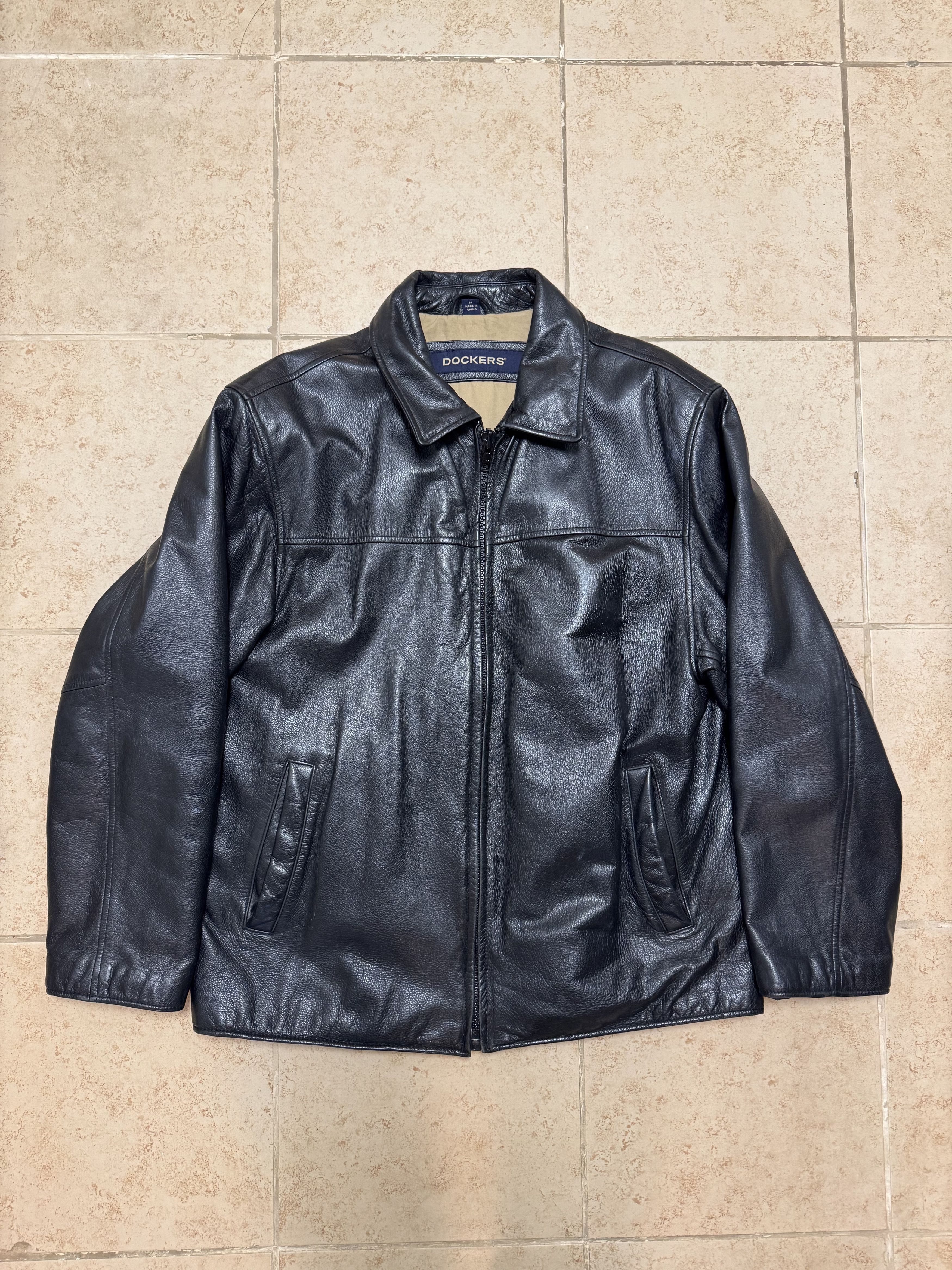 Dockers Dockers Leather Jacket Mens Mediumt Black Full Zip Size US M / EU 48-50 / 2 - 1 Thumbnail