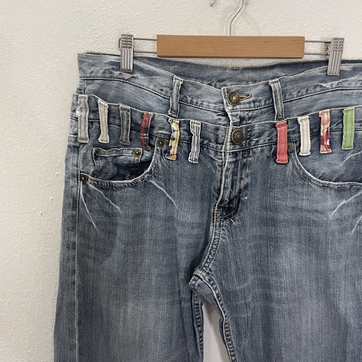 20471120 Vintage Japanese Designer Double Waist Denim Size US 33 - 3 Thumbnail