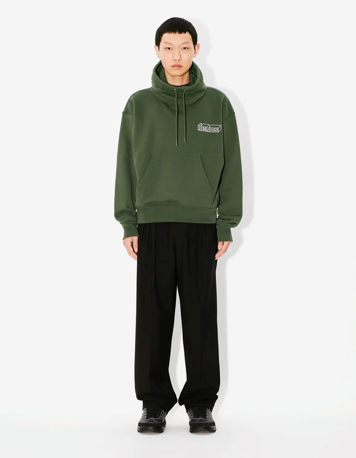 Kenzo Kenzo Green Kenzo Kube Embroidered Snood Sweatshirt Size US L / EU 52-54 / 3 - 7 Thumbnail