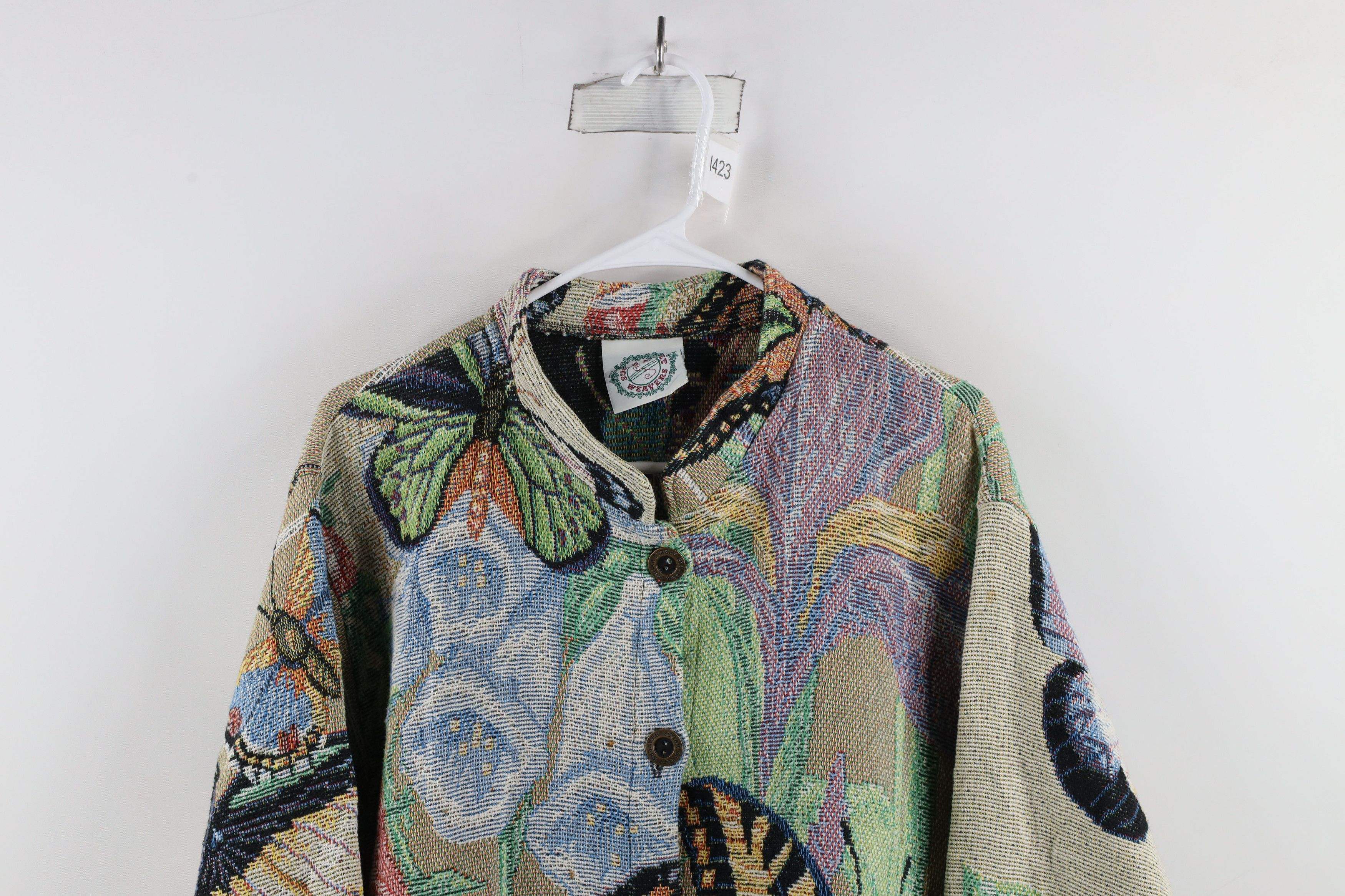 Vintage Vintage 90s Streetwear Flower Butterfly Cardigan Jacket USA Size L / US 10 / IT 46 - 2 Thumbnail