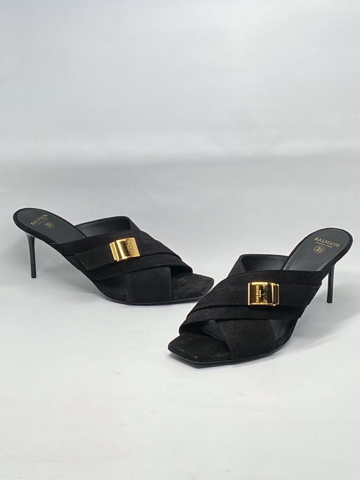 Balmain Balmain Uma Mules In Suede Leather size 37.5 Size US 7.5 / IT 37.5 - 11 Thumbnail