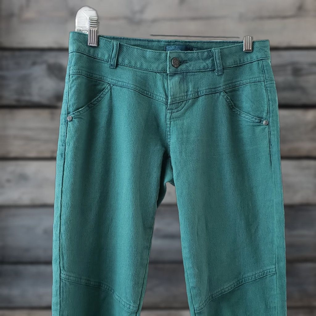 Prana Prana Womens Skinny Jeans Sz 2 Green Teal Stripes Low Rise Cotton Blend Jeans Size 26" / US 2 / IT 38 - 1 Thumbnail