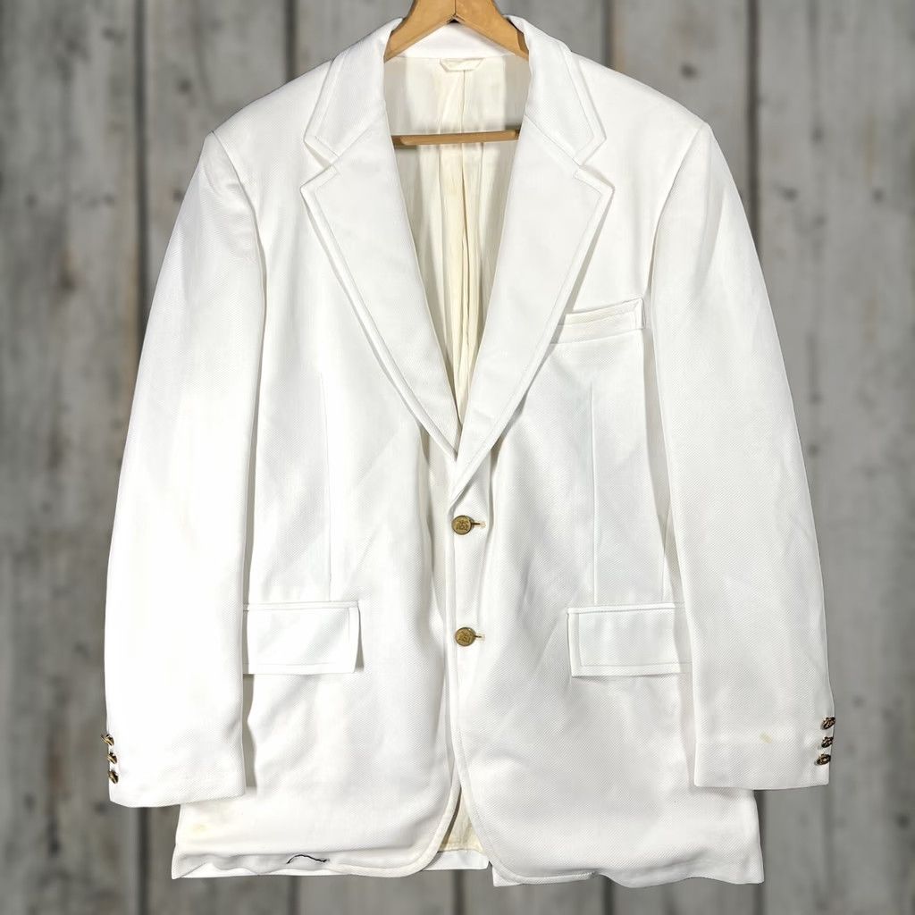 Izod VINTAGE IZOD Blazer Jacket Sport Coat White 60s 70s Size 38 Mens Womens Tennis Golf Preppy Mod GoGo Size 38R - 1 Thumbnail
