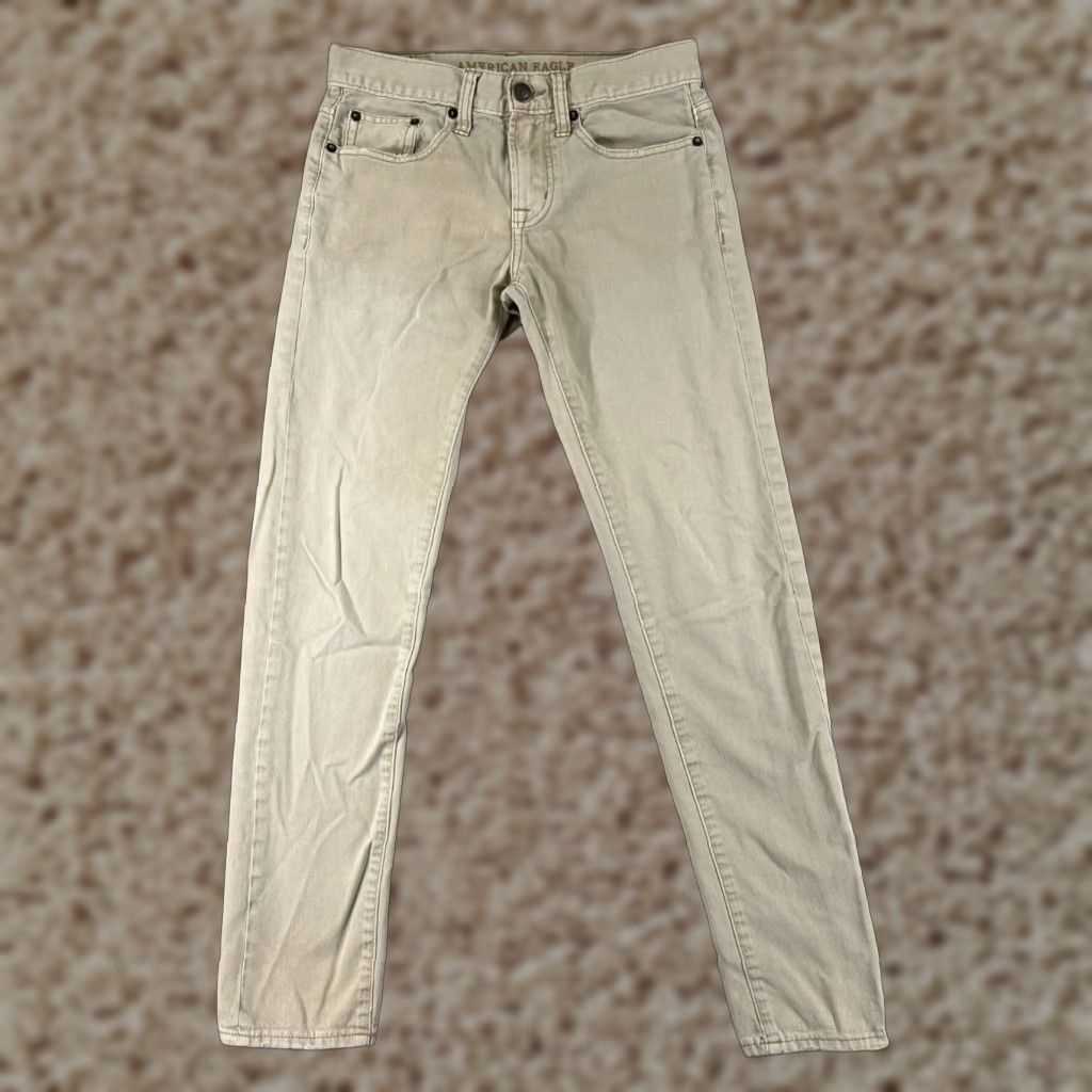 American Eagle Outfitters American Eagle Womens Skinny Jeans 28 Beige Denim Mid Rise Stretch Zipper 90s Casual Size 28" / US 6 / IT 42 - 1 Thumbnail