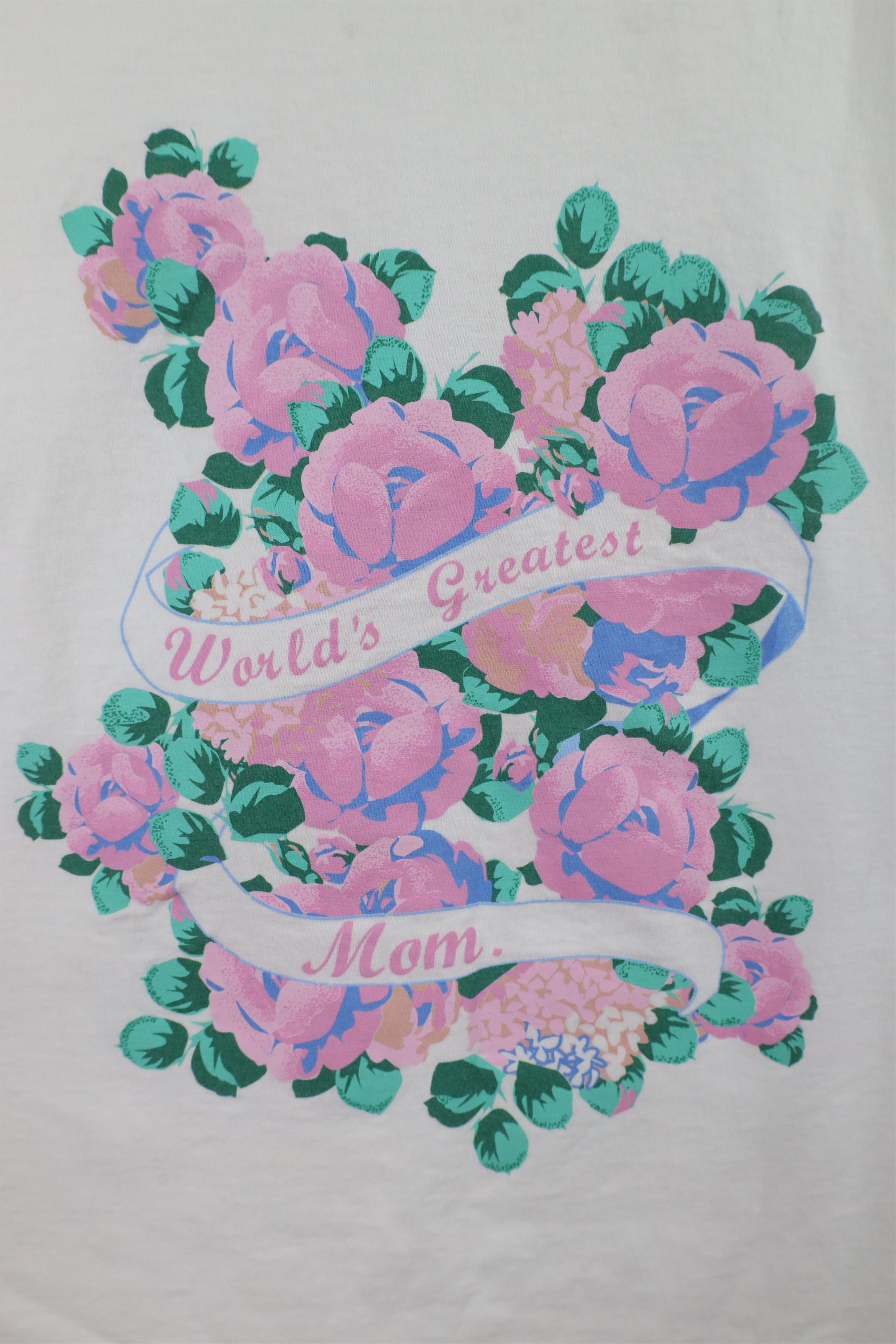Vintage Vintage 90s Streetwear Greatest Mom Flower T-Shirt White Size L / US 10 / IT 46 - 4 Thumbnail