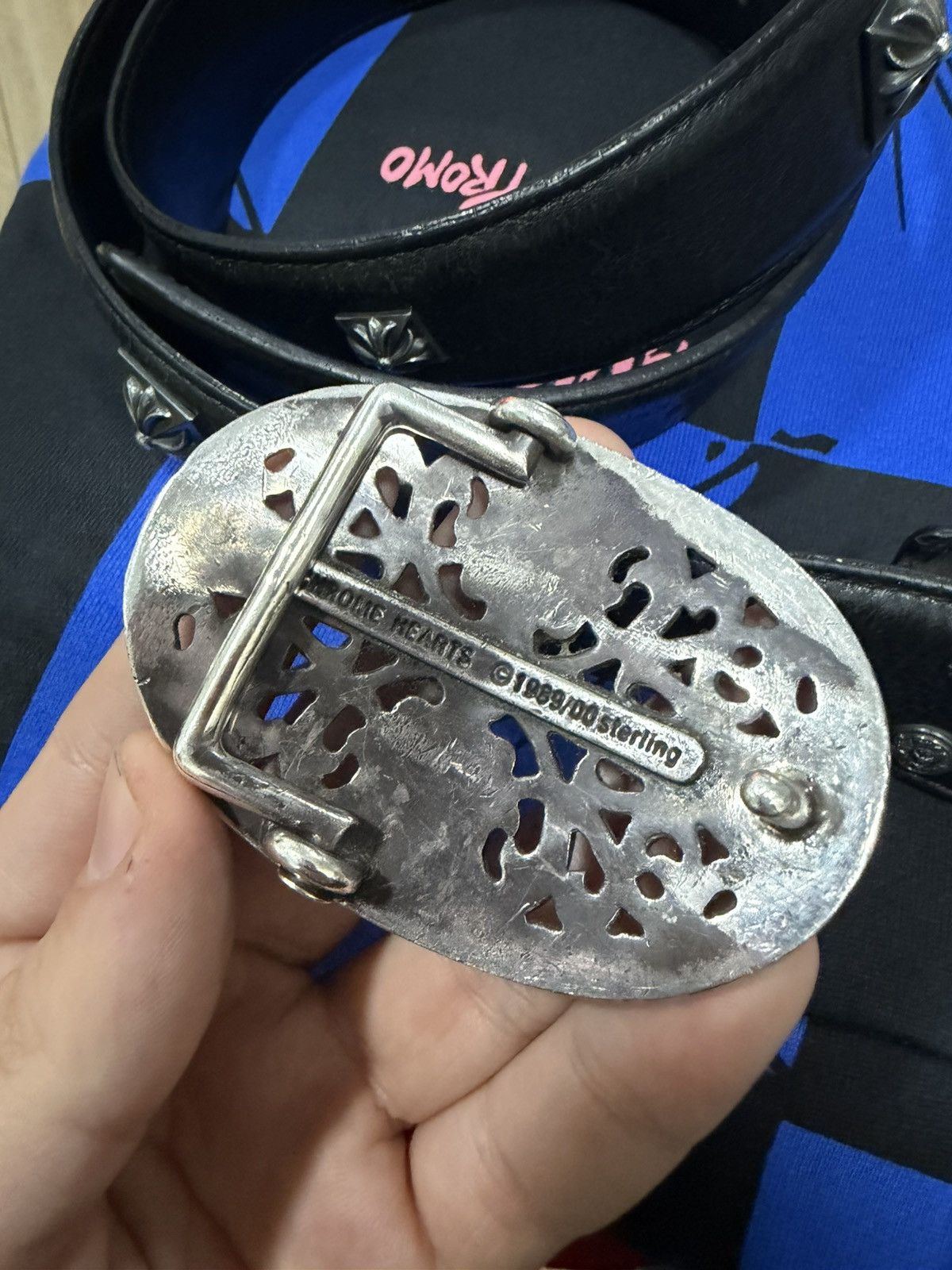 Chrome Hearts Chrome hearts oval buckle & pyramid belt strap Size 34 - 14 Thumbnail