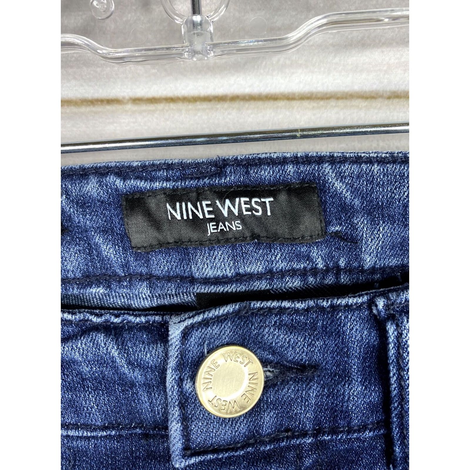 Nine West Nine West Jeans Womens 8 Straight Dark Wash Denim Stretch Studded 5-Pocket Regular Blue Mens Womens Boys Girls Size 30" / US 8 / IT 44 - 4 Thumbnail