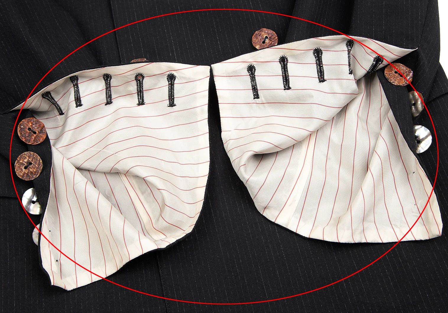 Jean Paul Gaultier Wool Chalk Stripe Double Jacket in Black, Size 48 Size US M / EU 48-50 / 2 - 7 Thumbnail