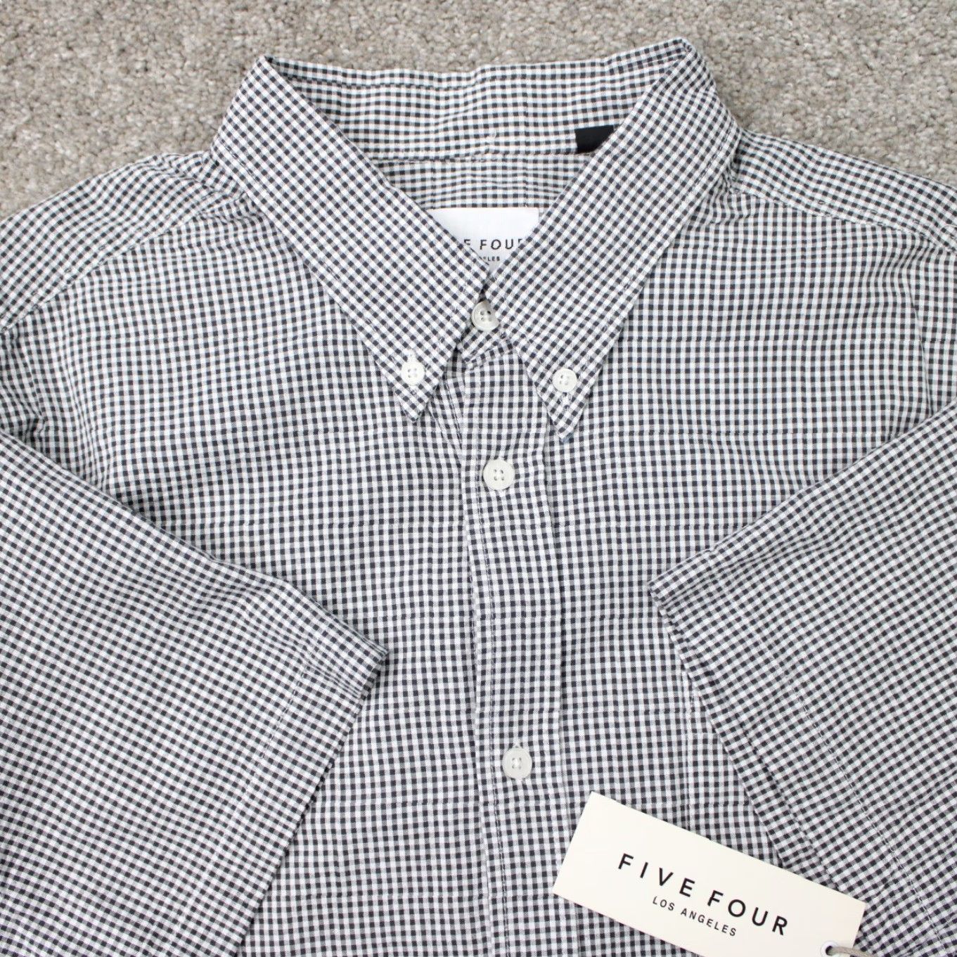 Vintage Five Four Halstead Shirt Mens Large Black/White Checkered Cotton S/S Button Down Collared Casual NWT Vintage No Size US L / EU 52-54 / 3 - 2 Thumbnail