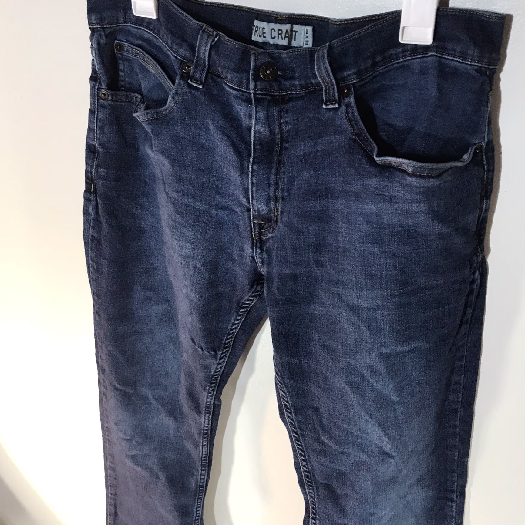 Vintage VINTAGE True Craft Jeans Men Size 34x30 Straight Fit Dark Blue Denim Casual Pants Size US 34 / EU 50 - 2 Thumbnail