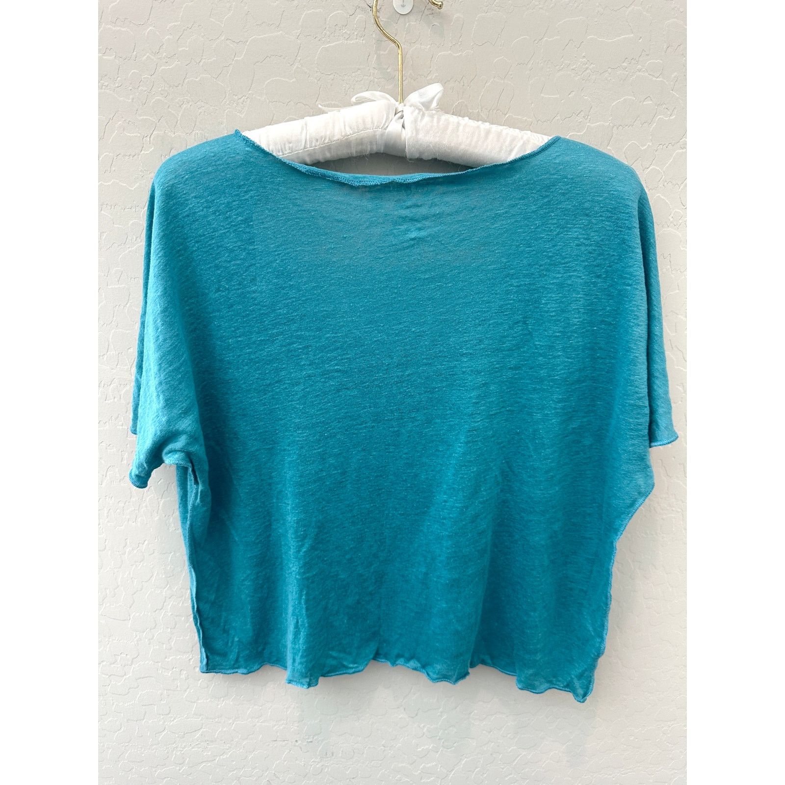 Lou & Grey LOU & GREY | Linen Blue Scoop Neck Short Sleeve Cropped Tee Size M / US 6-8 / IT 42-44 - 4 Thumbnail