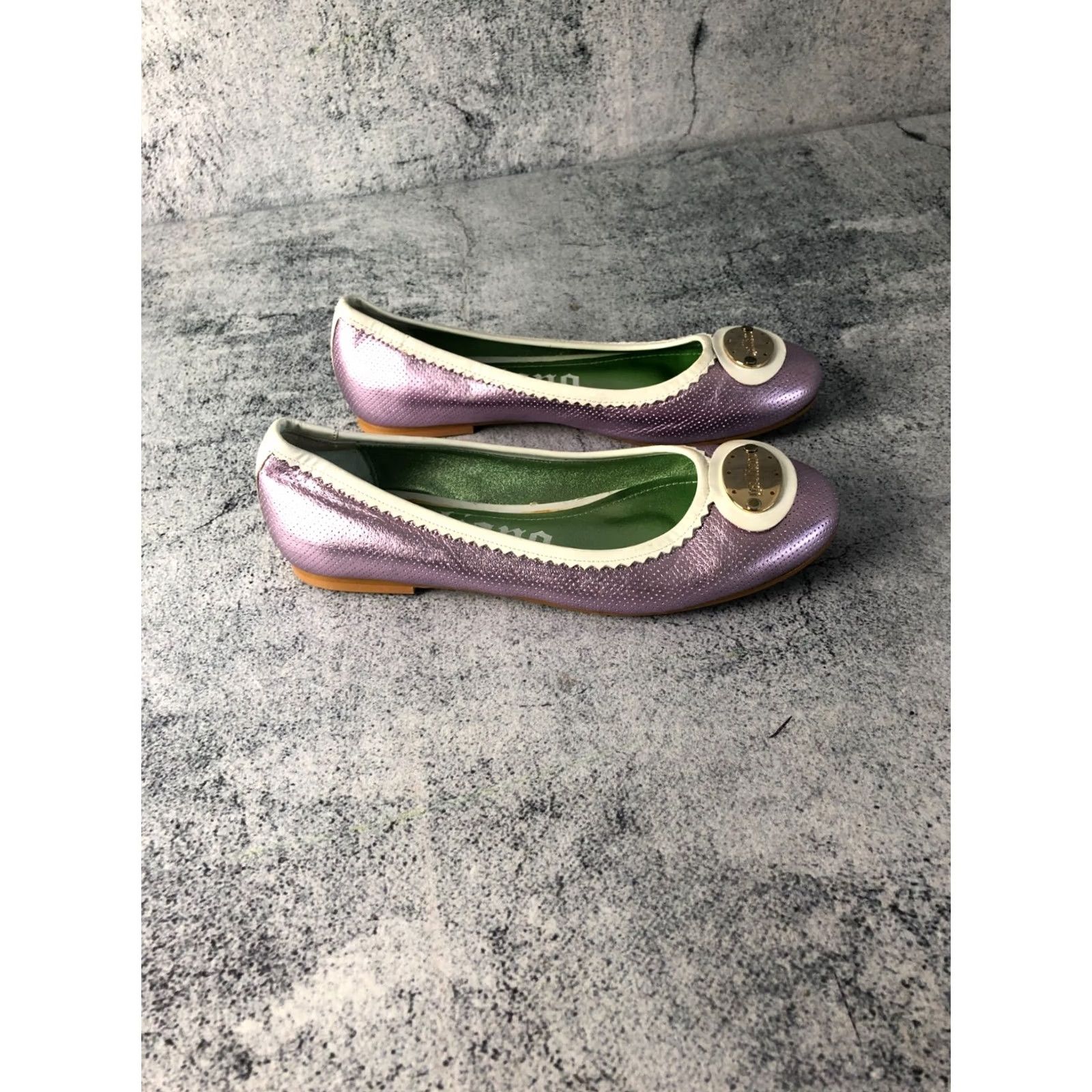 Vintage Galliano Women's Ballet Flats Size 36 Shiny Purple Leather Ballet Flats Womens Shoes Flat Heel Leather Upper Lining Toe Round Purple Galliano Shoes Size US 5.5 / IT 35.5 - 4 Thumbnail
