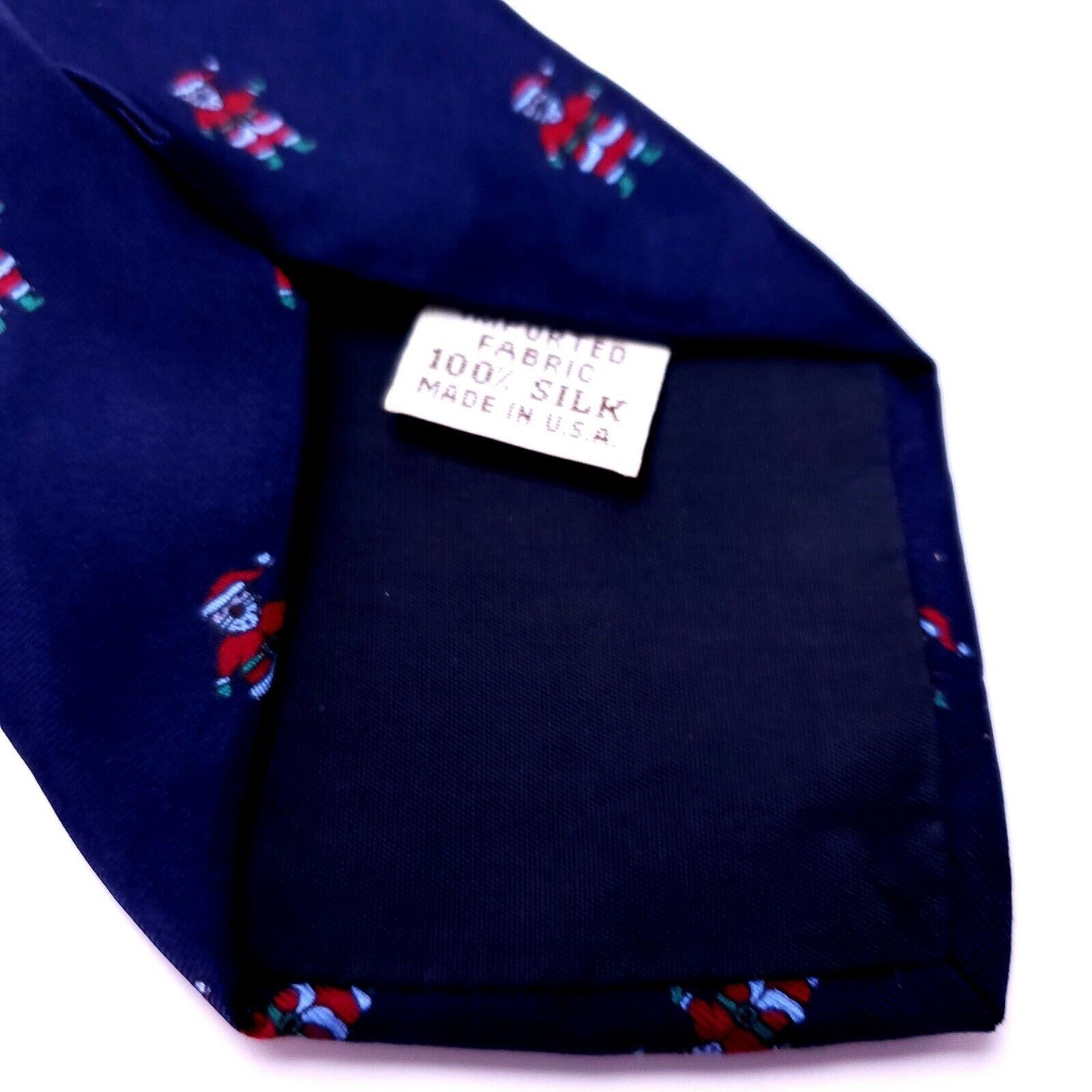 Lord & Taylor Lord & Taylor Silk Tie Blue Woven Santa Christmas Short Size ONE SIZE - 5 Thumbnail