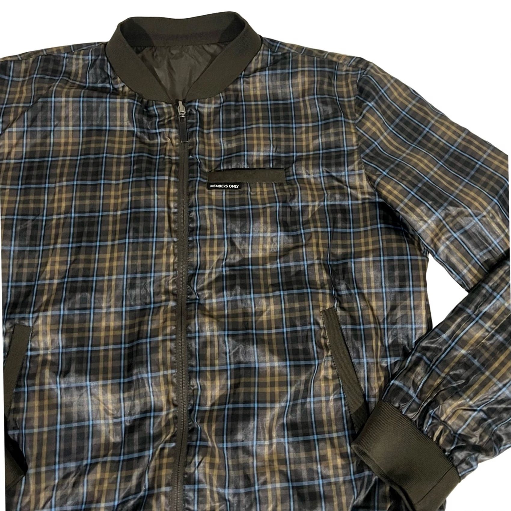 Members Only Members Only Jacket Reversible Plaid Brown Nylon Bomber RacER Men’s XL Mens Size US XL / EU 56 / 4 - 7 Thumbnail
