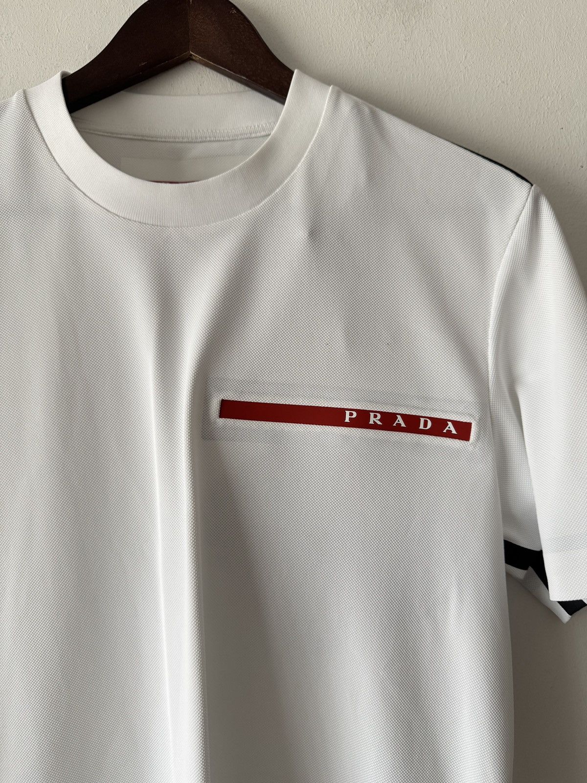 Prada 🔥🔥 Prada Linea Rossa White Pique T-Shirt Size US M / EU 48-50 / 2 - 4 Thumbnail
