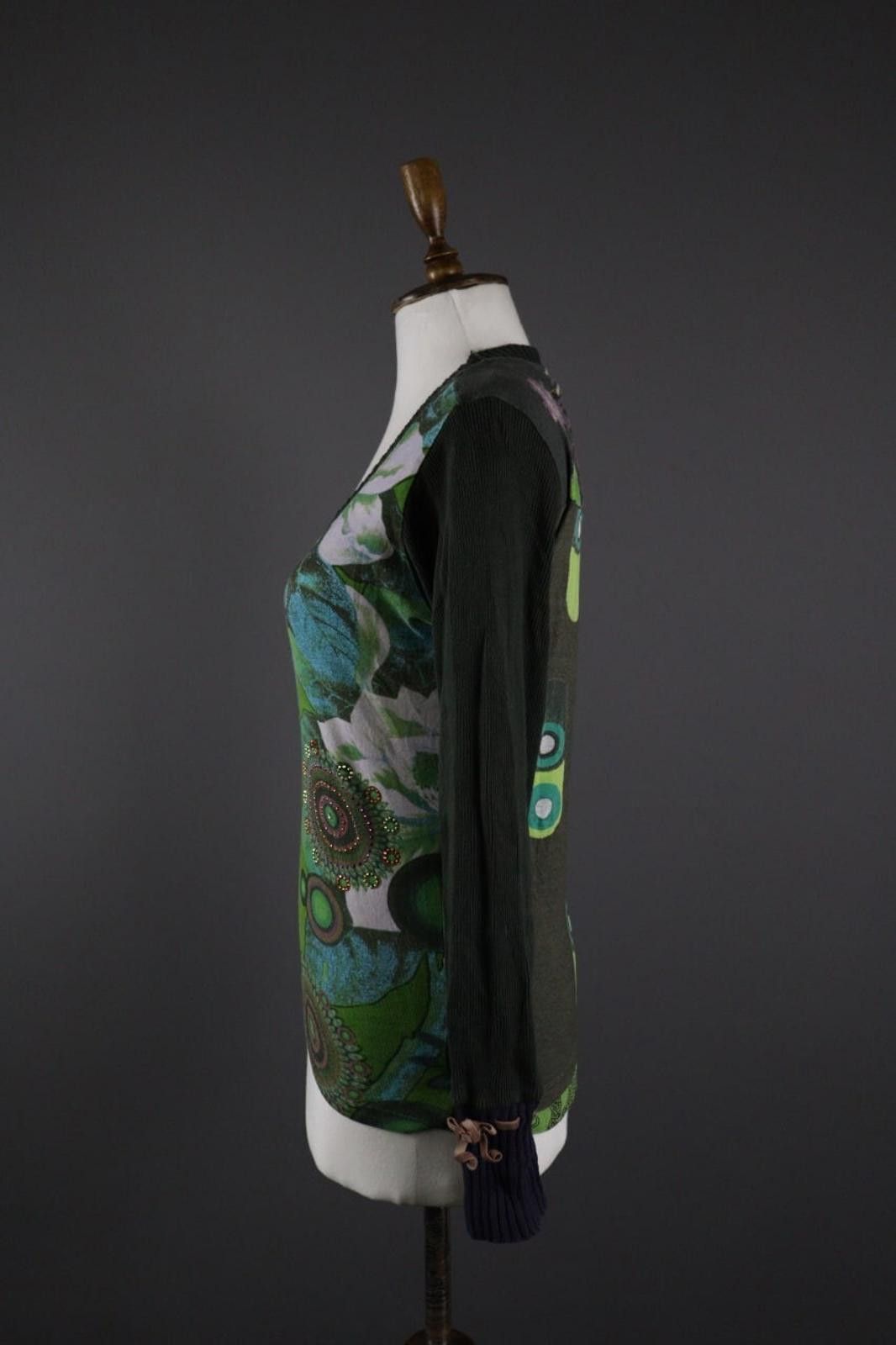Desigual Desigual Multi Graphic Print Scoop Beaded Pullover Shirt Top Size M / US 6-8 / IT 42-44 - 5 Thumbnail