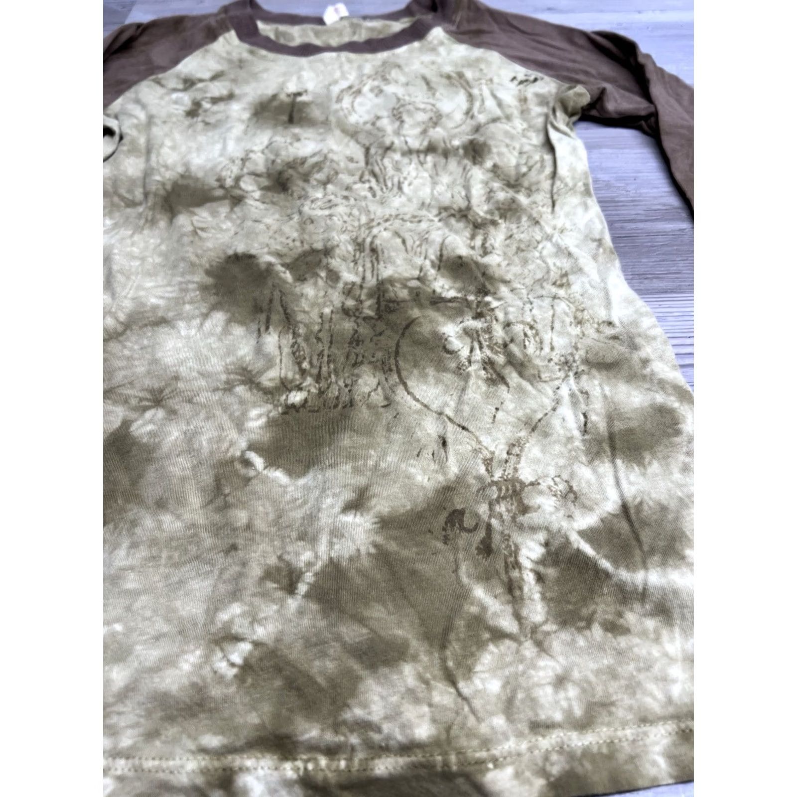 Buffalo David Bitton Buffalo David Bitton Womens Long Sleeve Raglan T-Shirt Cloud Dye Beige XS Size XS / US 0-2 / IT 36-38 - 3 Thumbnail