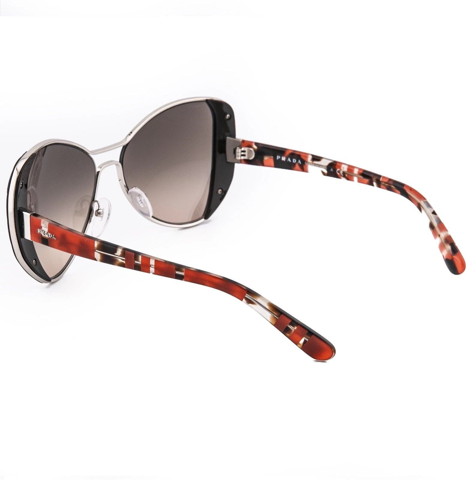 Prada PRADA 60S MOD Geometric PR60SS Brown Silver Red Metal 60SS Size ONE SIZE - 5 Thumbnail