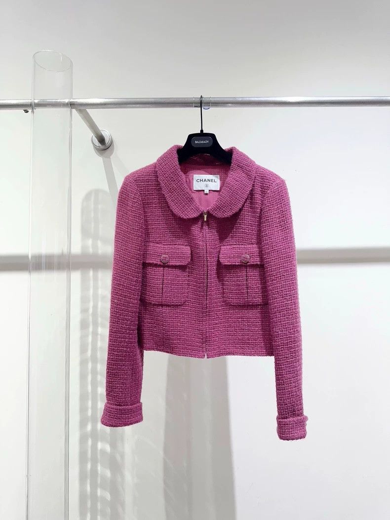 Chanel Chanel Pink Cropped Jacket with Pockets - dmc Size US L / EU 52-54 / 3 - 1 Thumbnail