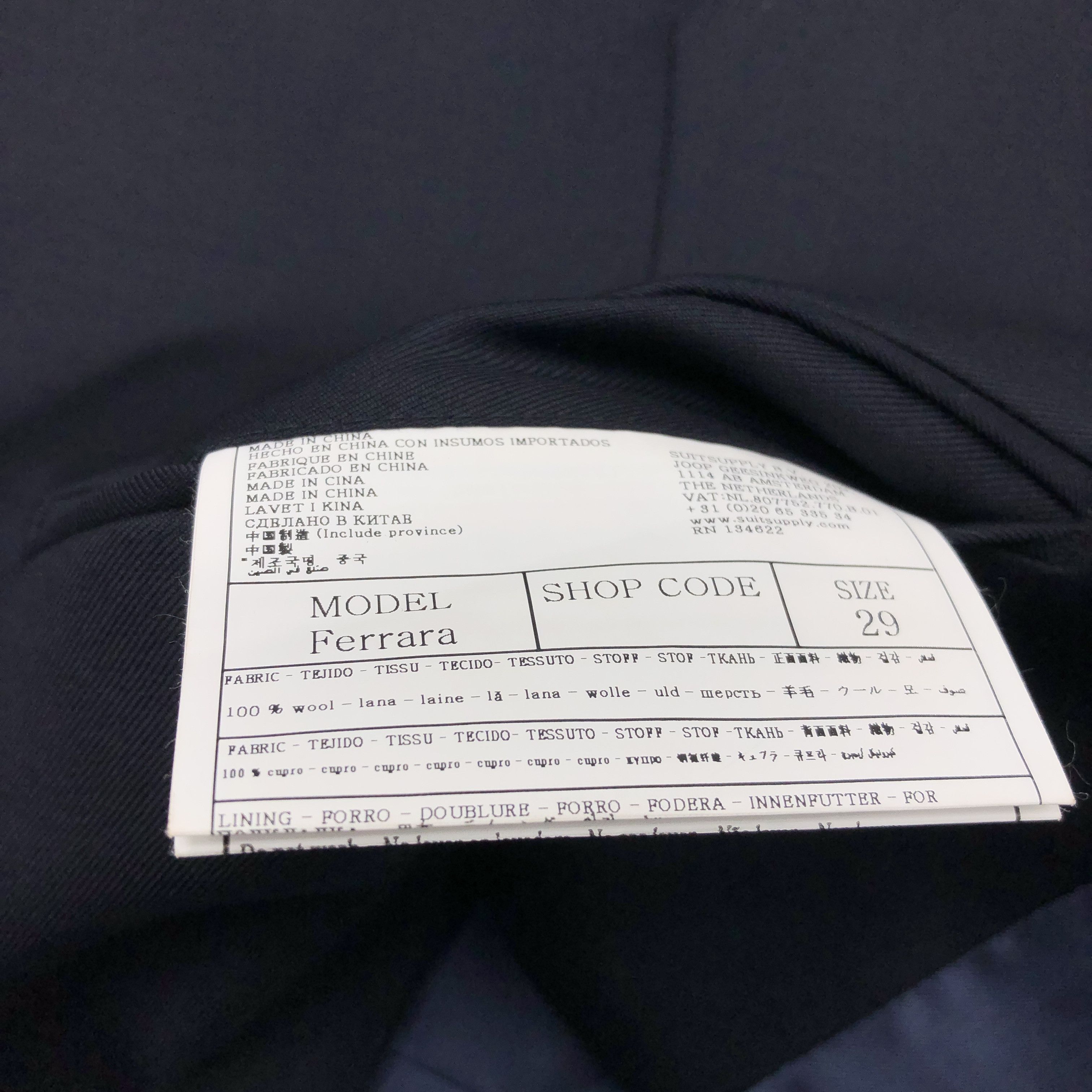 Suitsupply Ferrara Wool Formal Suit EU:29; UK/US:48S - W38 L26 Size 48S - 10 Thumbnail