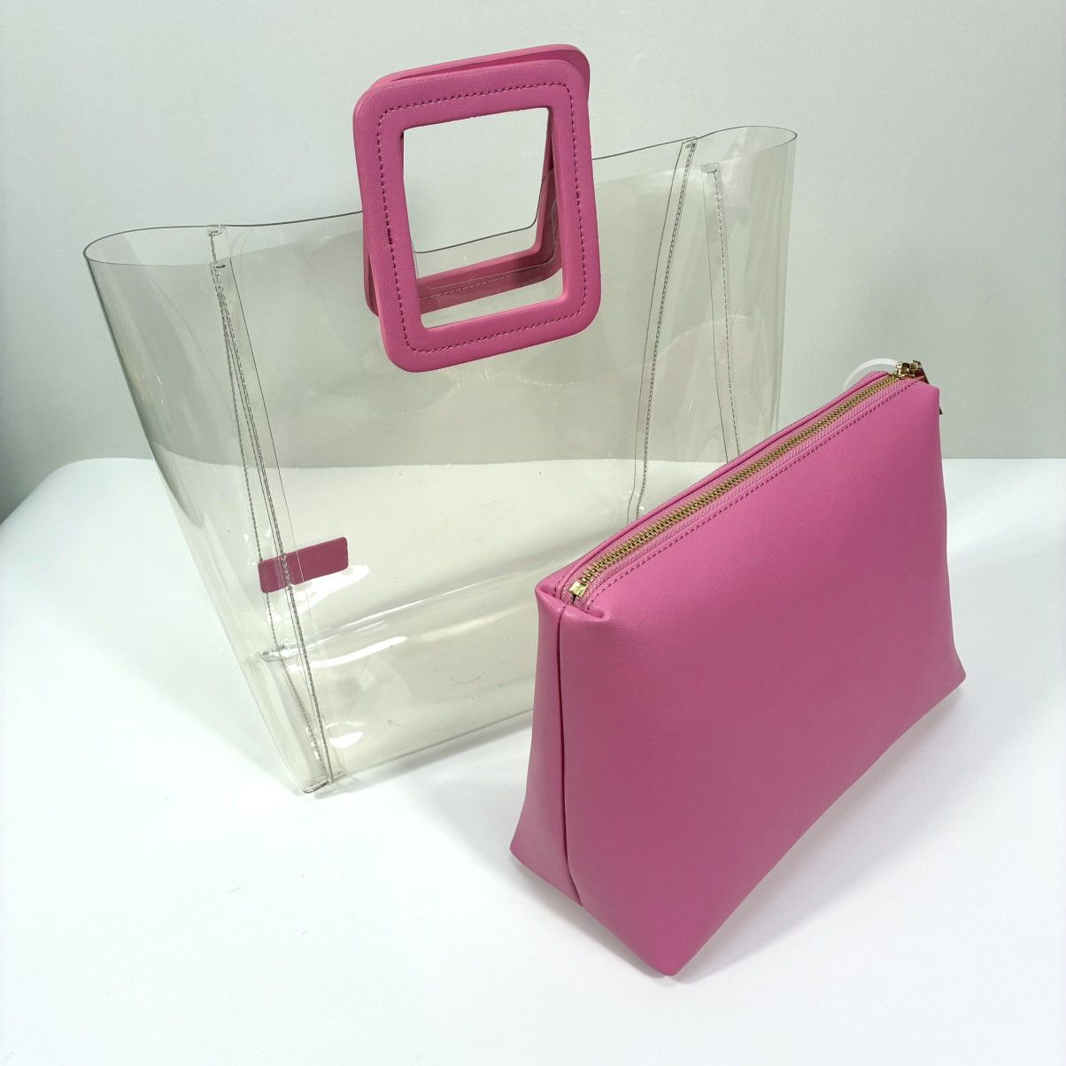 Staud Staud Shirley Transparent Handbag Tote Leather Clear Pink Size ONE SIZE - 2 Thumbnail