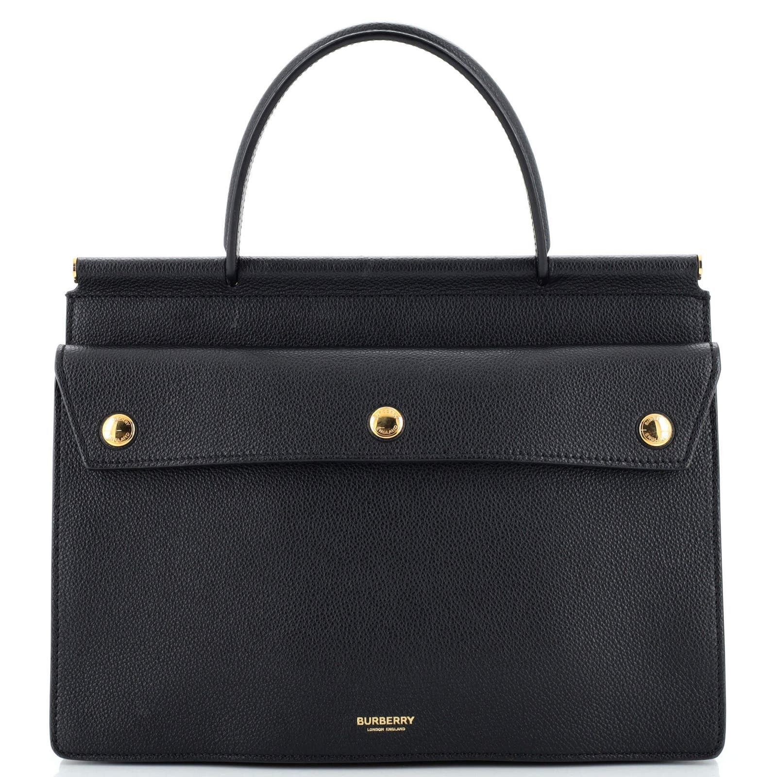 image of Burberry Title Pocket Bag Leather Small in Black, Women's