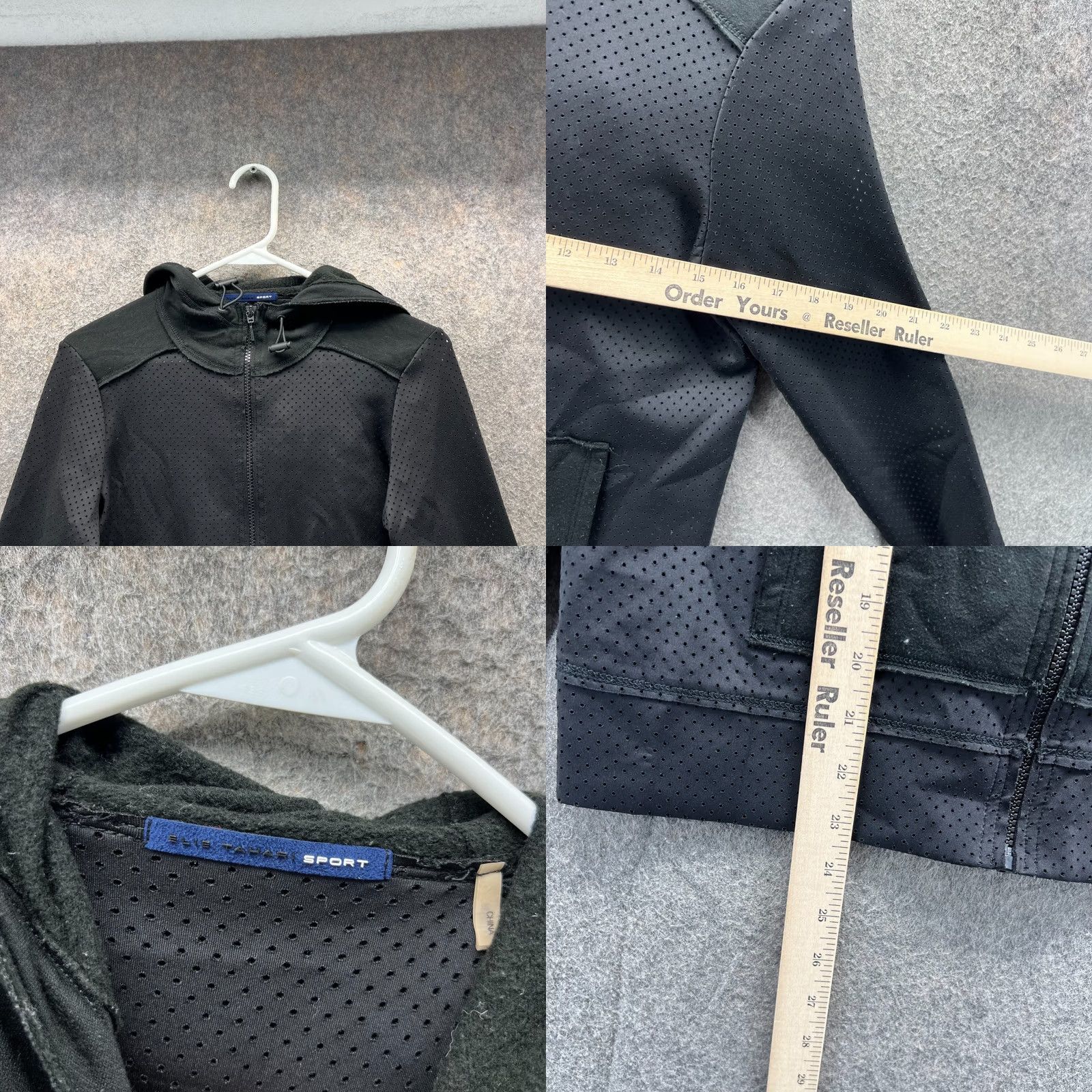 Elie Tahari VINTAGE Elie Tahari Sport Hoodie Womens XS Black Full Zip Perforated Athletic Jacket Size XS / US 0-2 / IT 36-38 - 8 Thumbnail